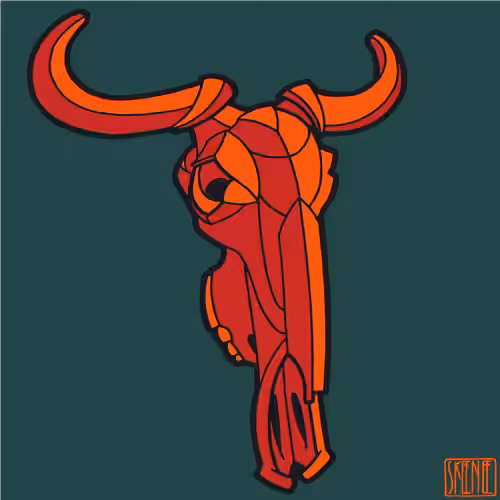 Skeenee Crypto: 💀71 | MINIMALIST WILDEBEEST SKULL | Red