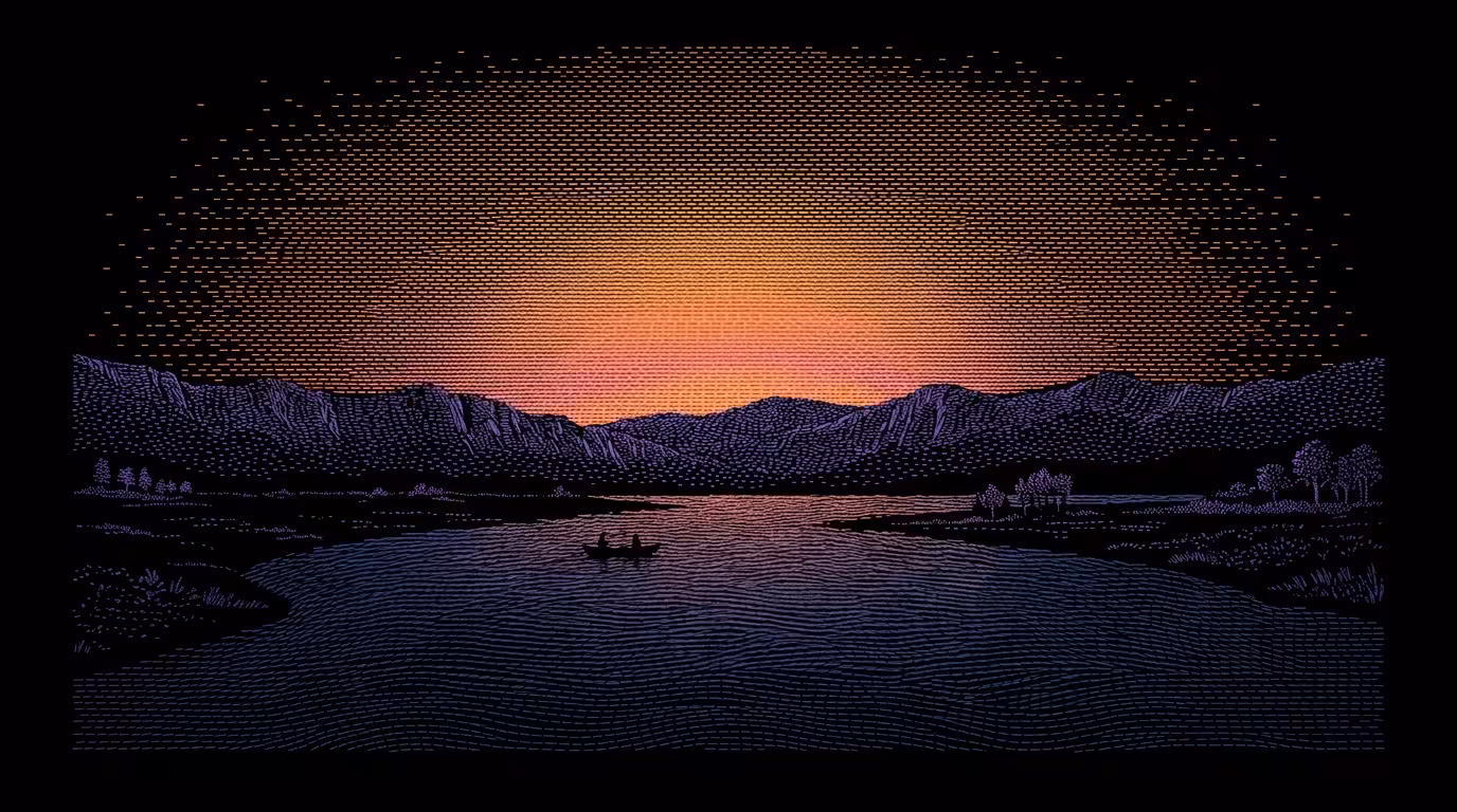 Sunset over the river