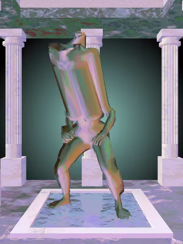 HeavenComputer: The Kicking Olive Sunset Woman #5041