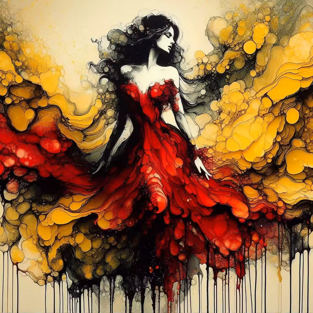 Woman red dress