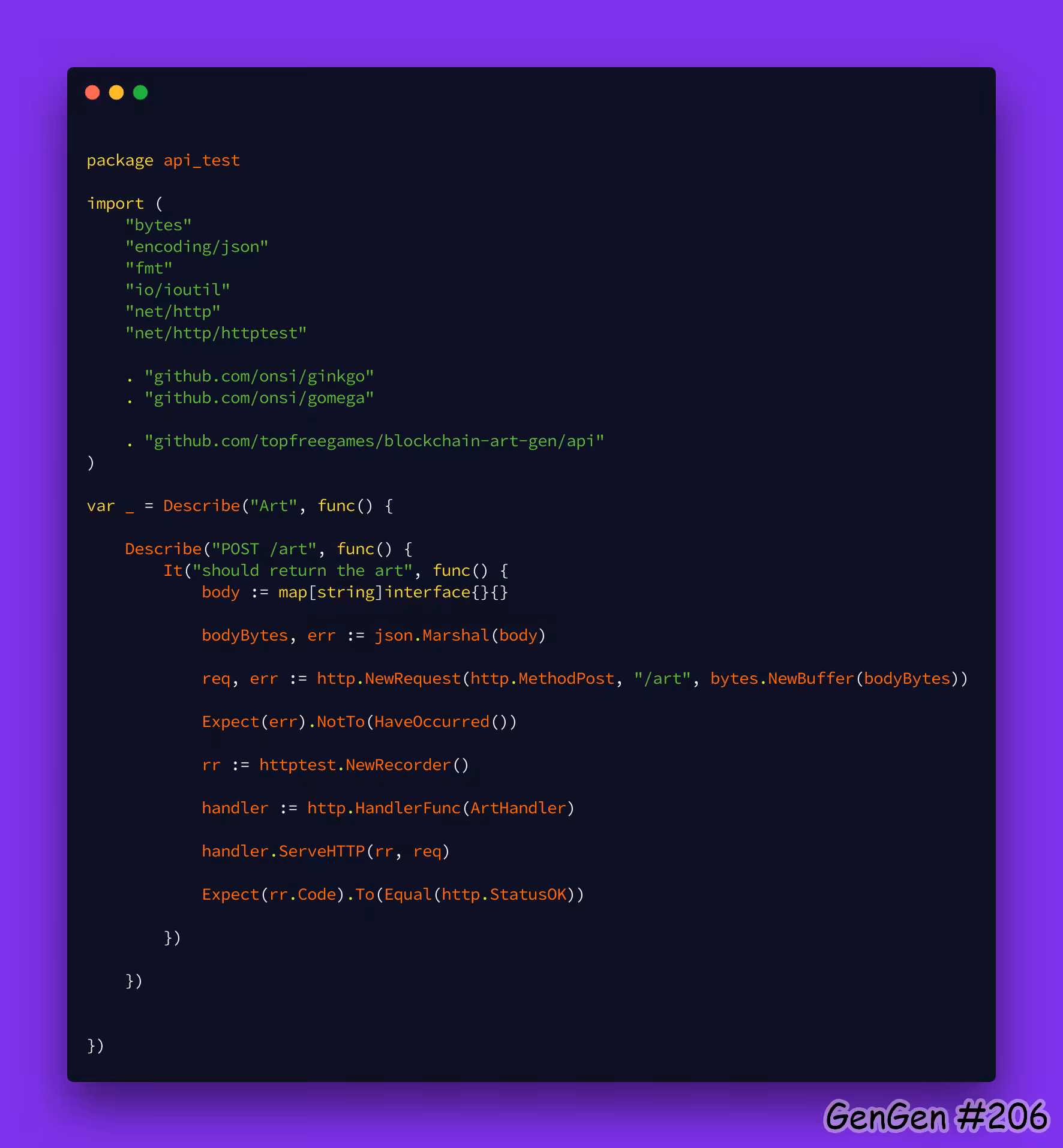 GenGen #206: Big Normie Go Blockchain Art Generator