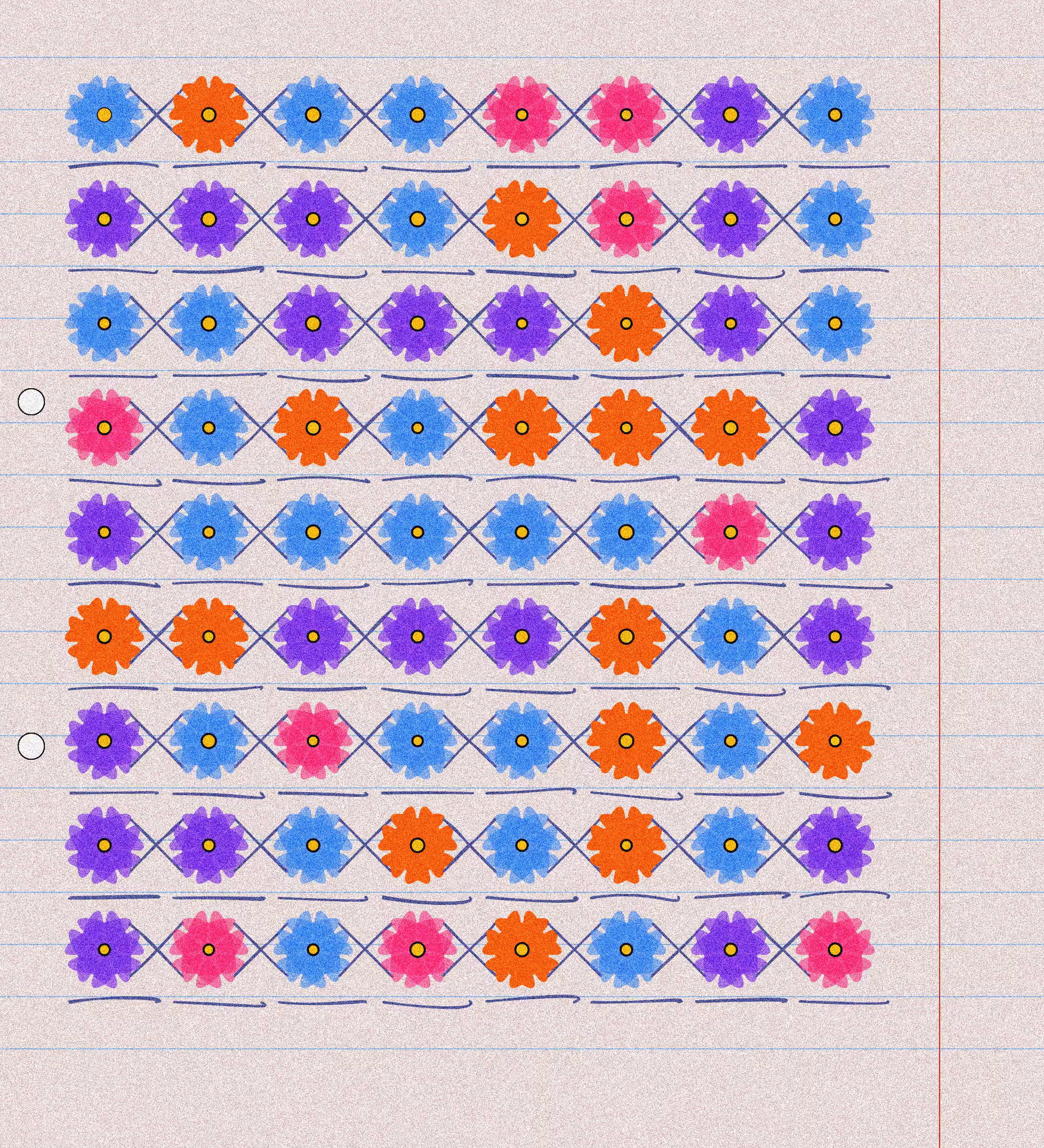 sketchbook page 10: first flowers #1