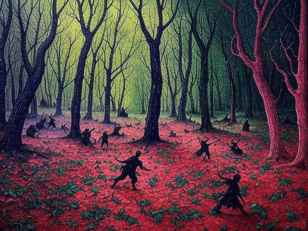 Shadow Duel in the Crimson Forest