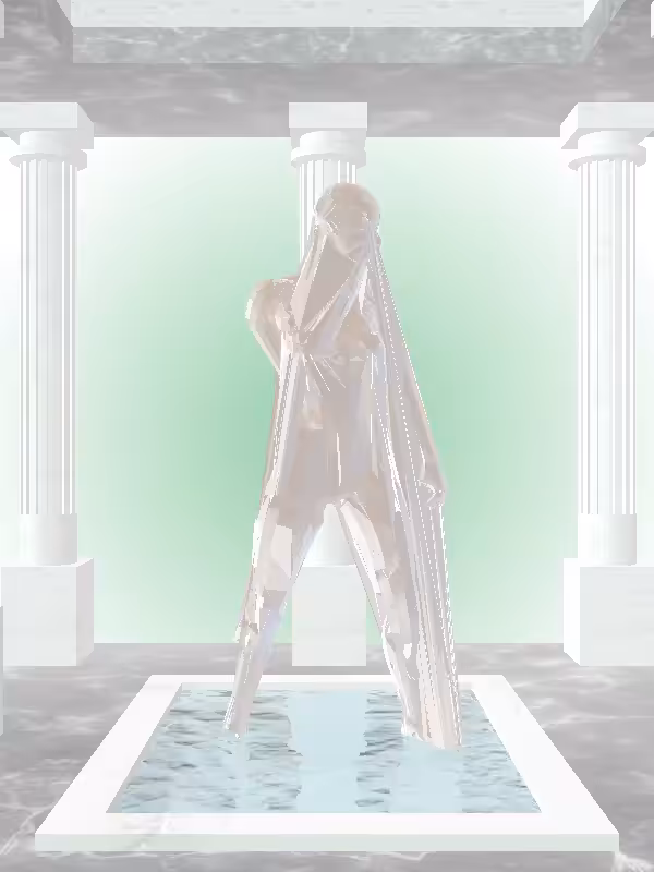 HeavenComputer: The Fading Fragmented Shooter Luminescent Beige Woman #3932