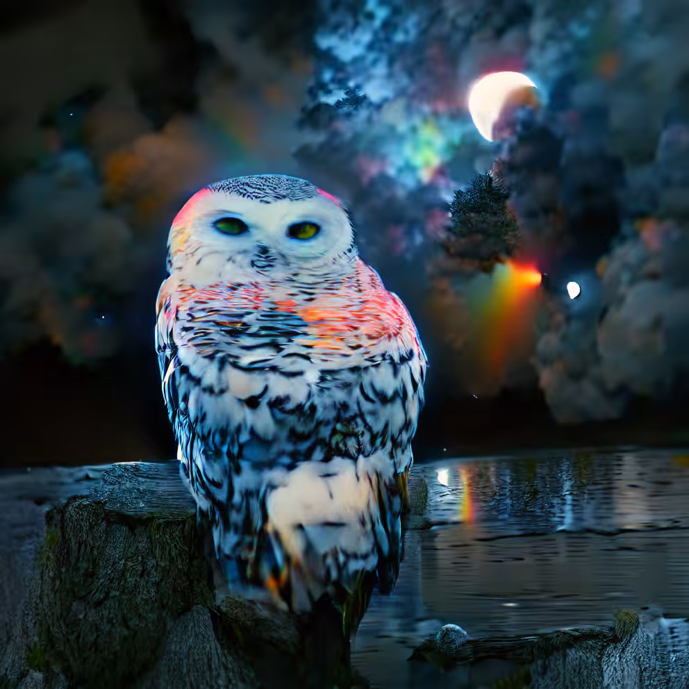Owl Under A Glass Moon