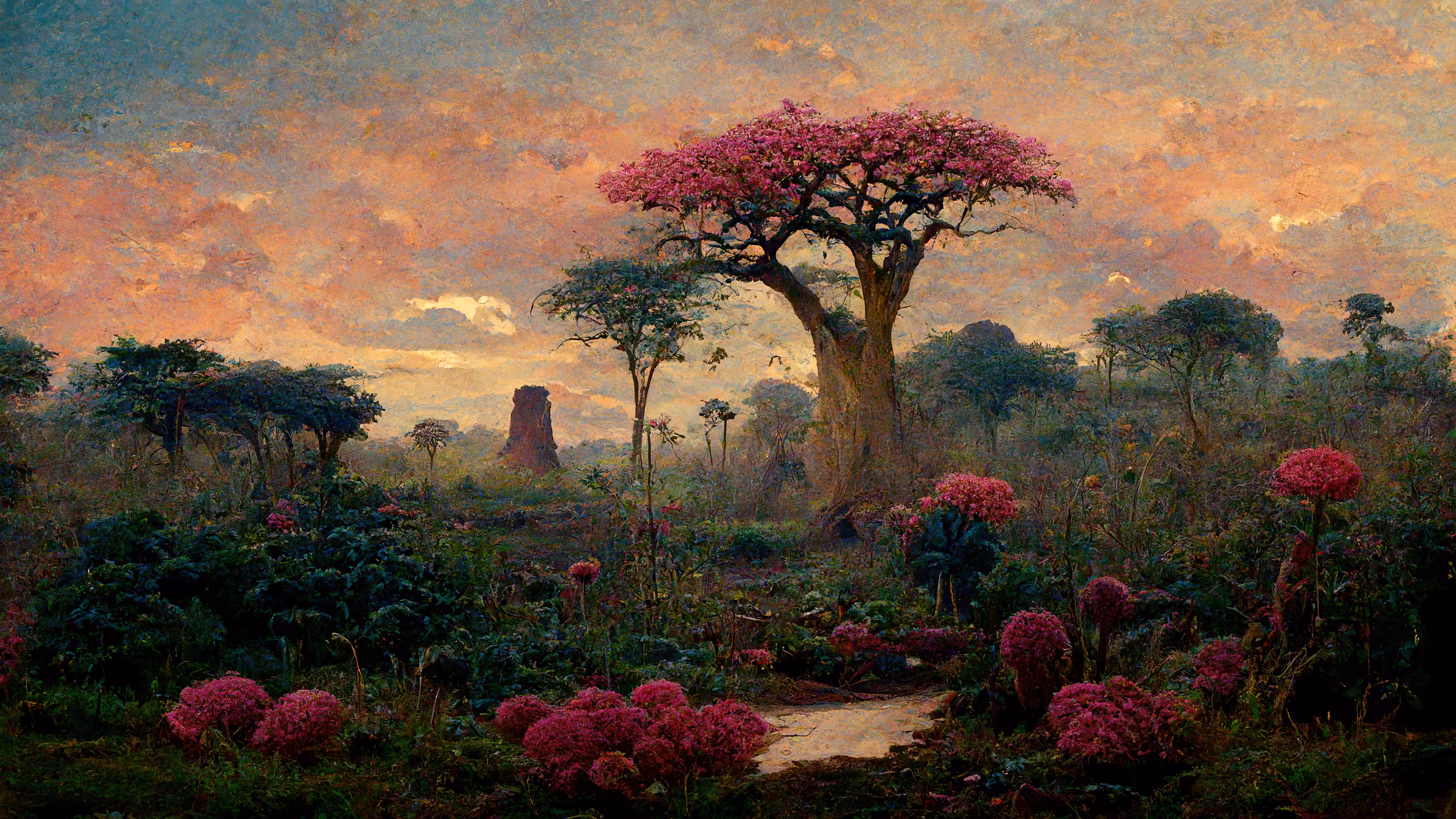 Pink old tree