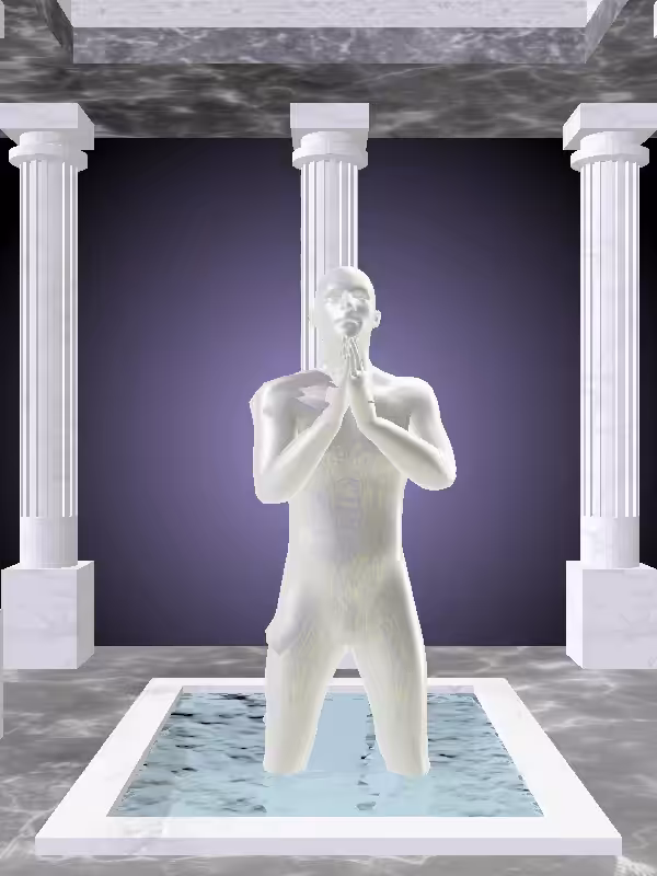 HeavenComputer: The Praying Glitter Bluish Gold Man #791