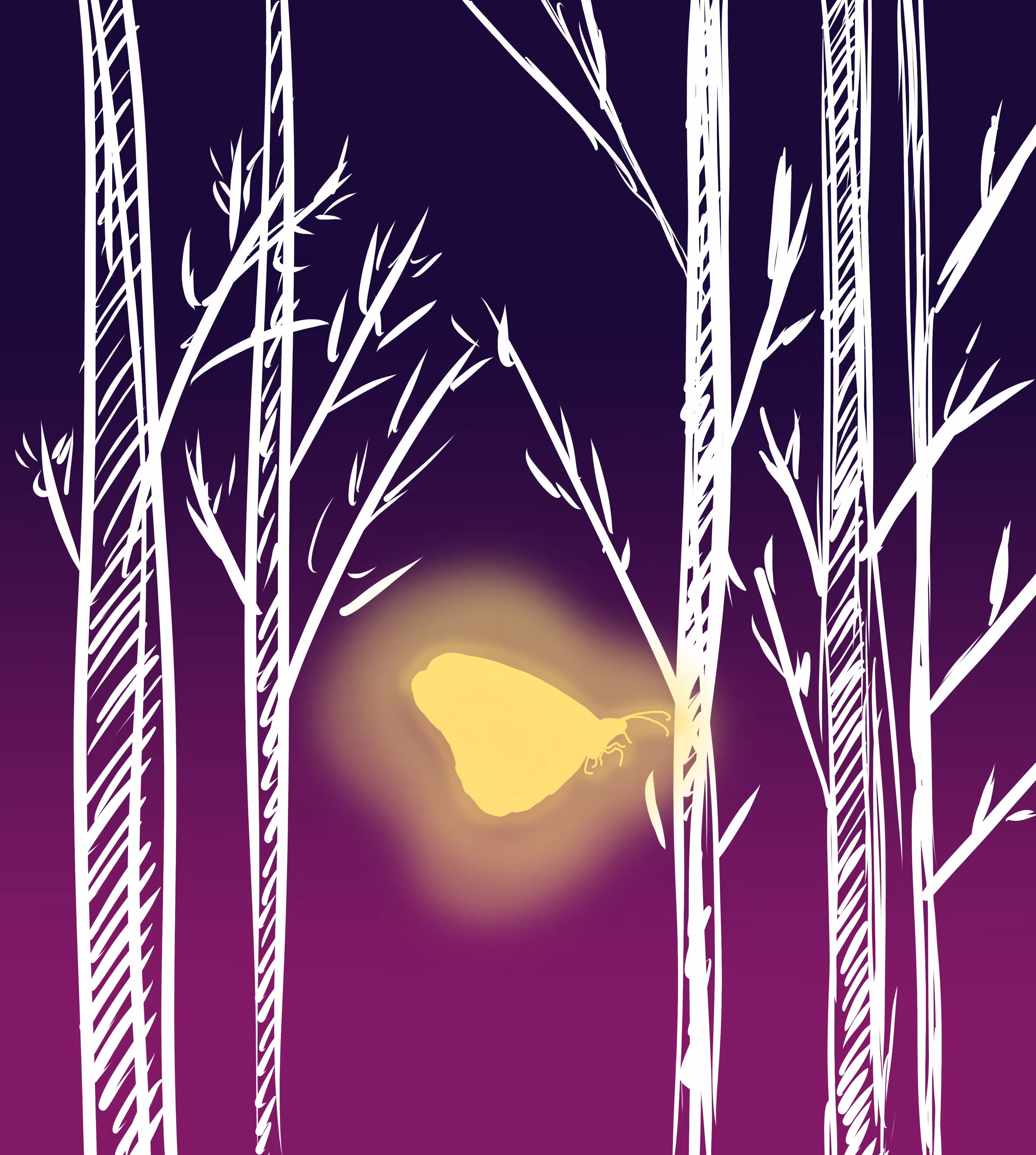 Light Butterfly with White Bamboo