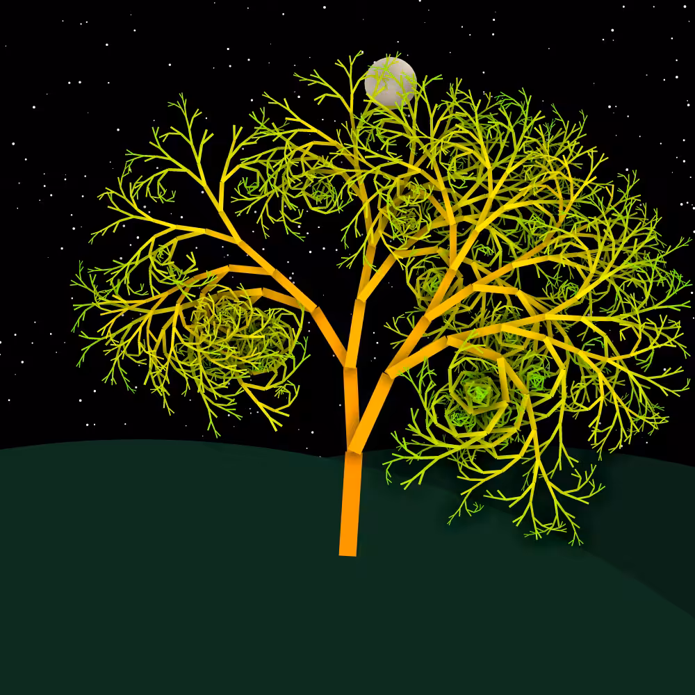 Moonlit Trees of Iterative Fractal Chaos #28