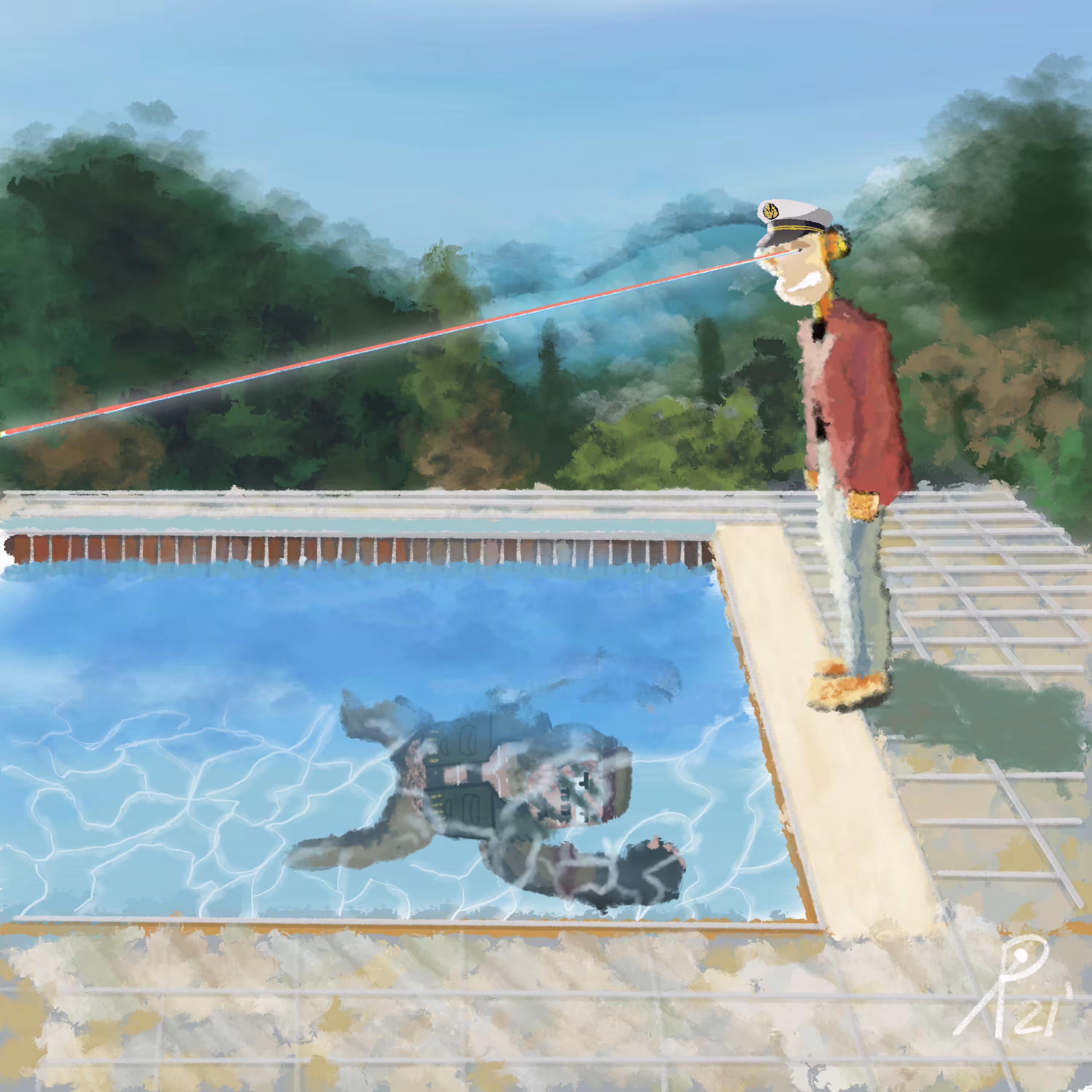 Portrait of a Hominoidea (Pool With Two Apes)
