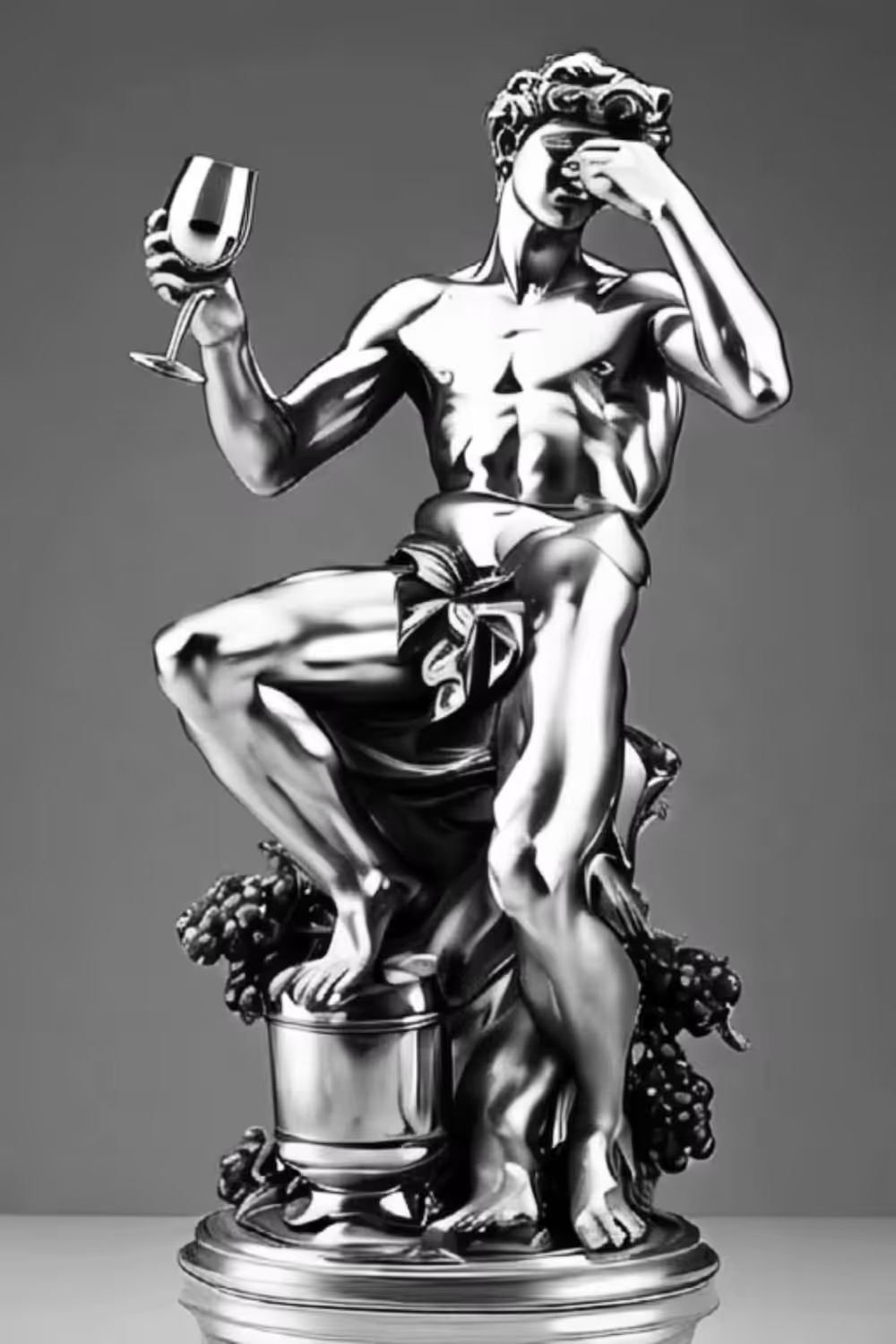 David the Sommelier - Silver sculpture
