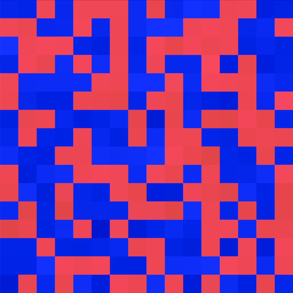 Proof of Work 16x16 Red Blue Random Pressure
