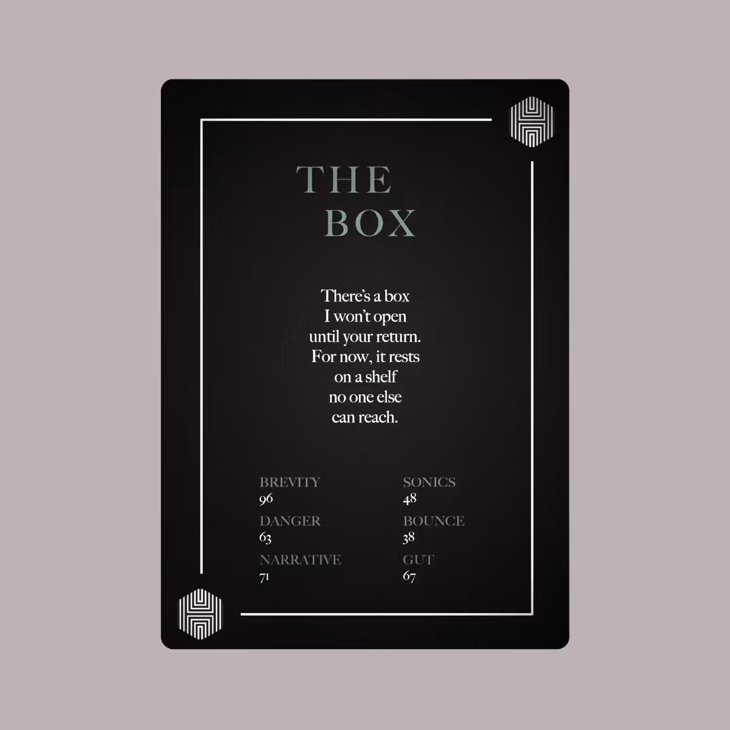 POETRY CARDS VOL 1 | META/VERSE: 031 - THE BOX