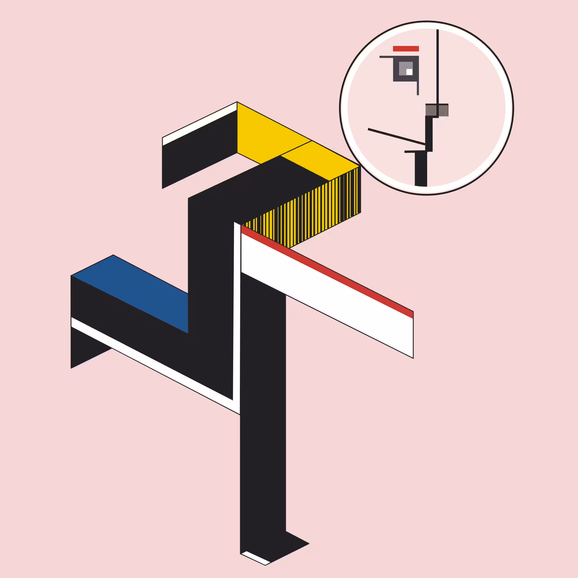 Bauhaus Faces: #048 - Ready, Set, Go! (Rare Red Background!)