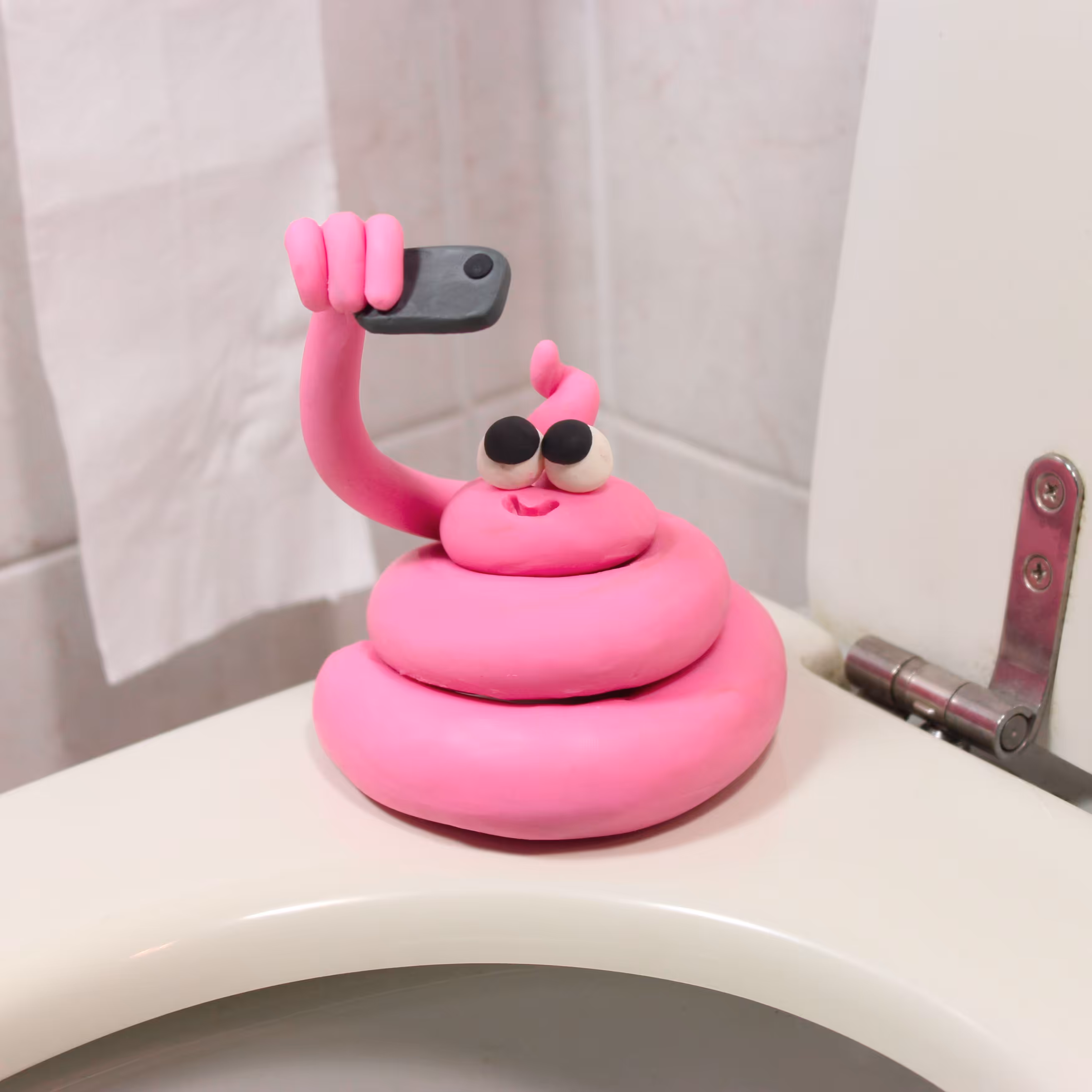 Pink Poo taking selfie