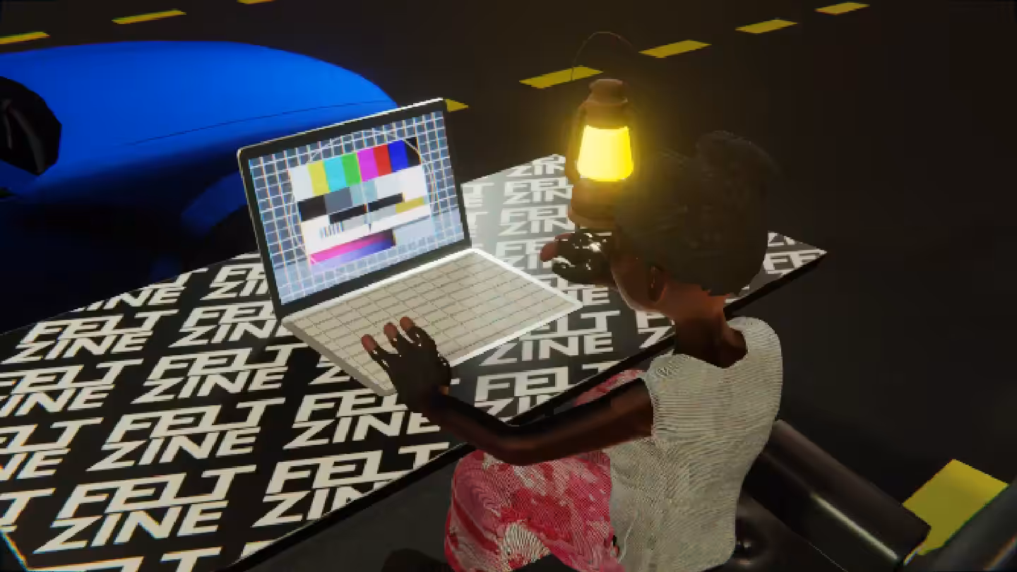 Desktop #51: The Military Brat in the Eames Chair With a Gas Lamp and a Please Stand By Monitor on a Felt Zine Table in The Streets