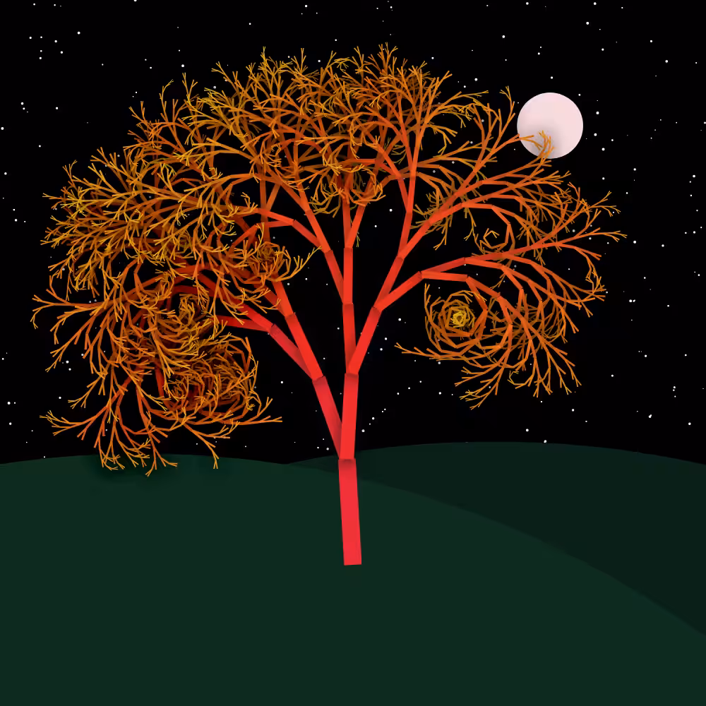 Moonlit Trees of Iterative Fractal Chaos #44