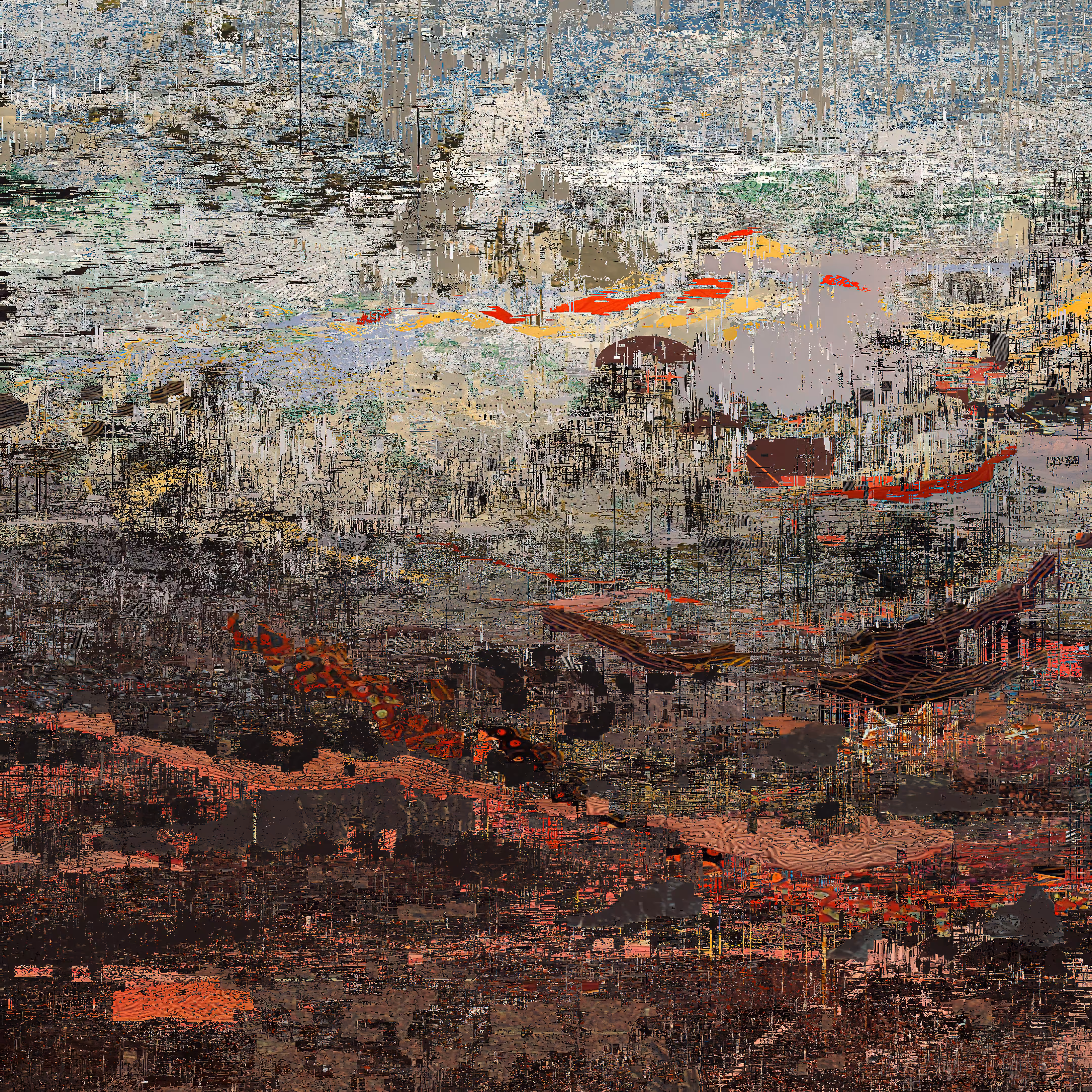 Volcanic terrain emerging from iterative algorithmic perception