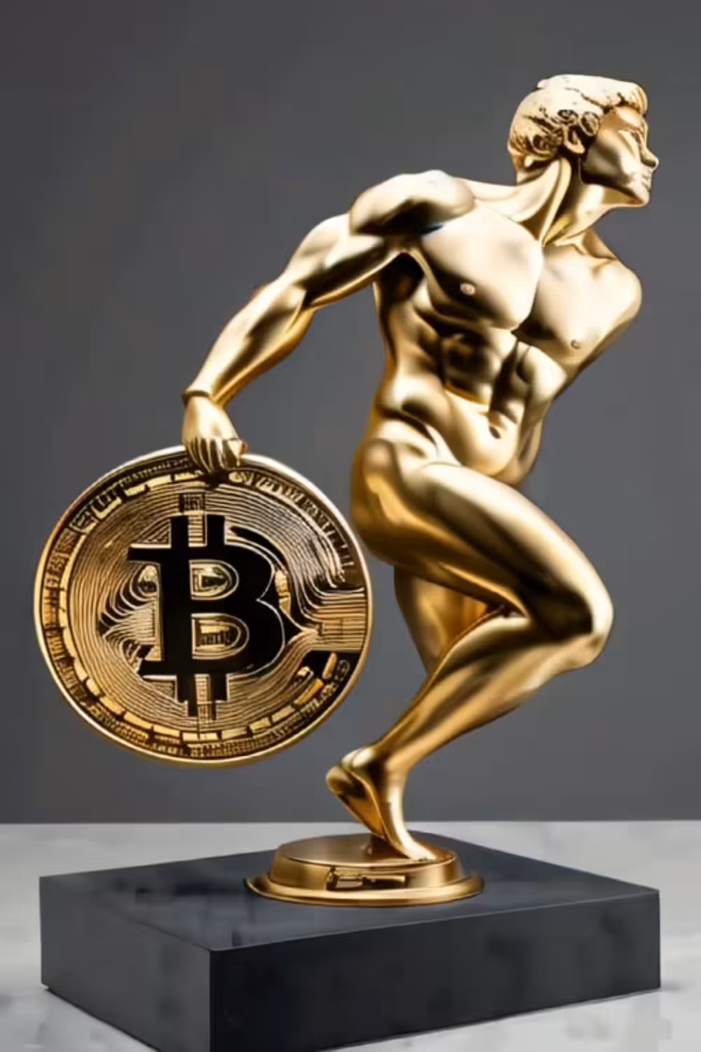 Bitcoin Discobolus of Myron - Golden Sculpture