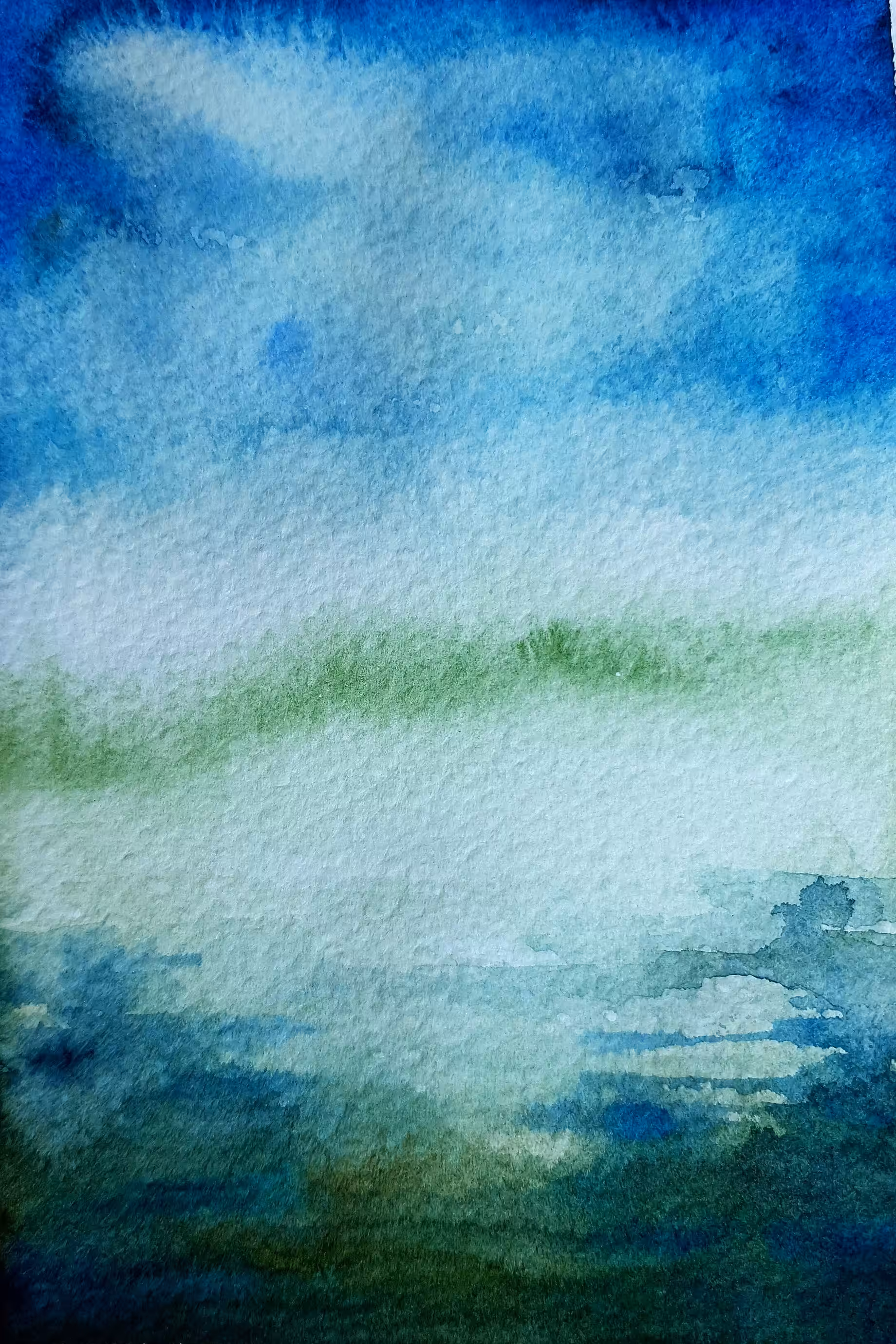 Watercolor.: Green line.