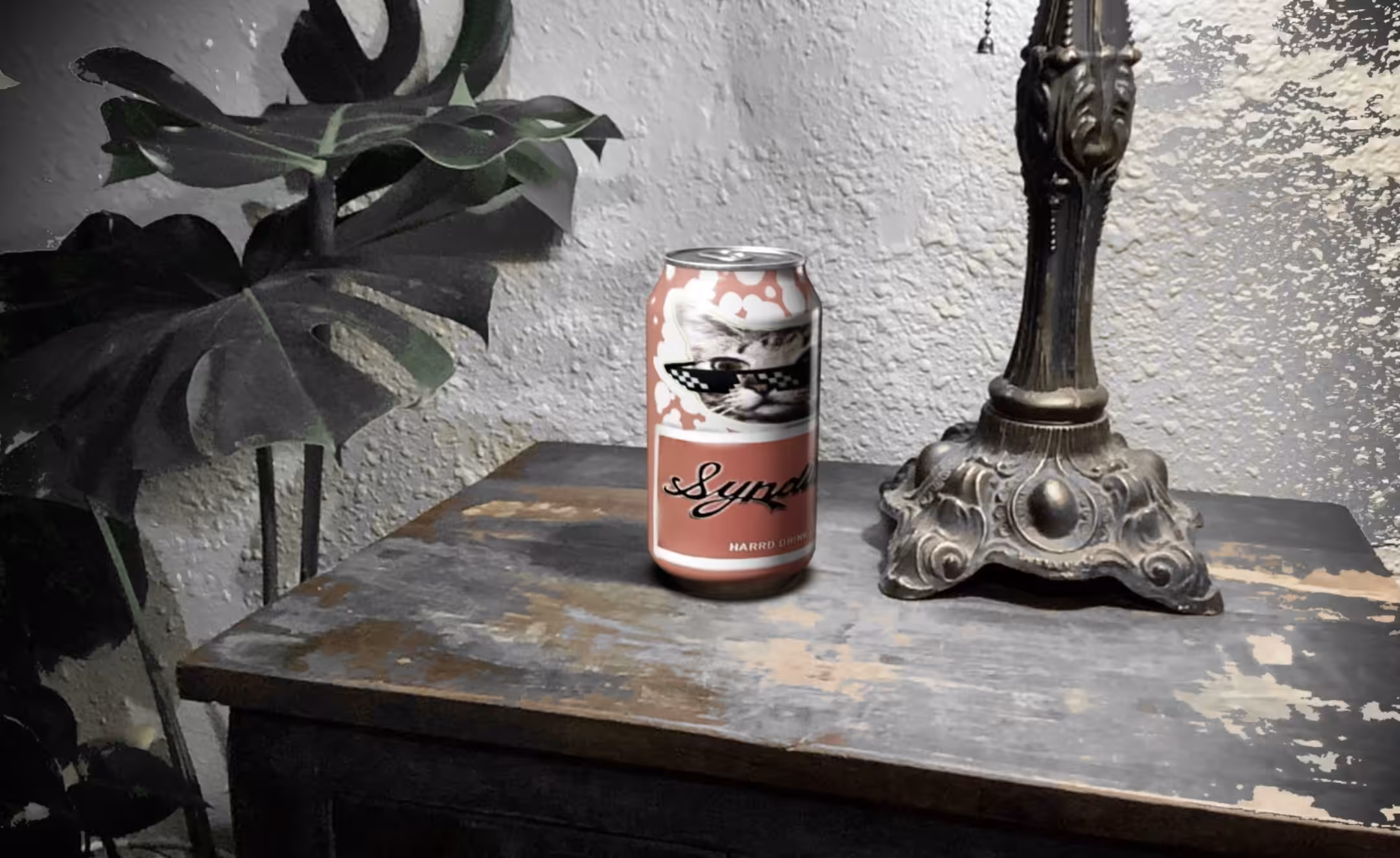 Syndi-cola can sitting atop nightstand