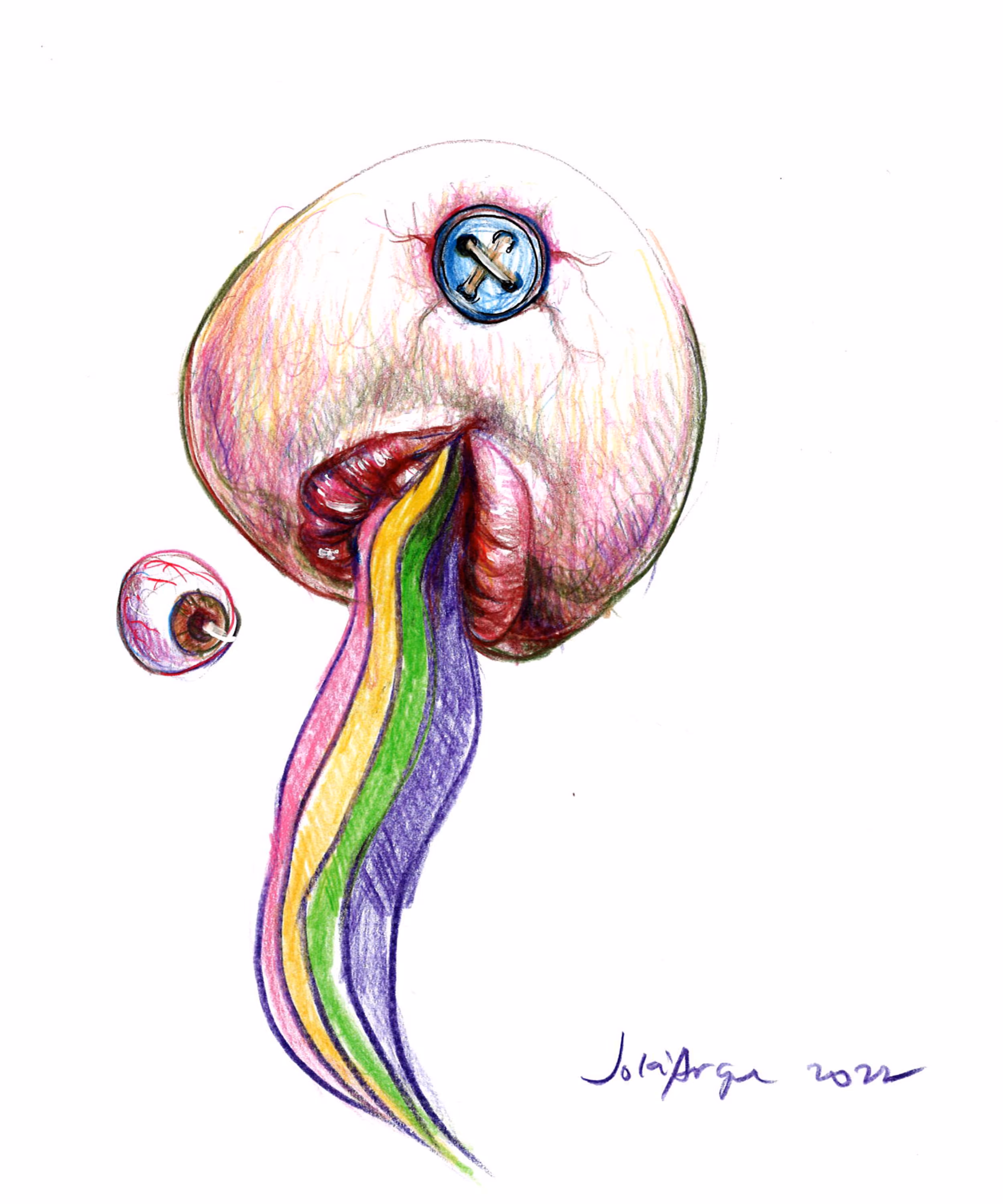button eye rainbow mouth