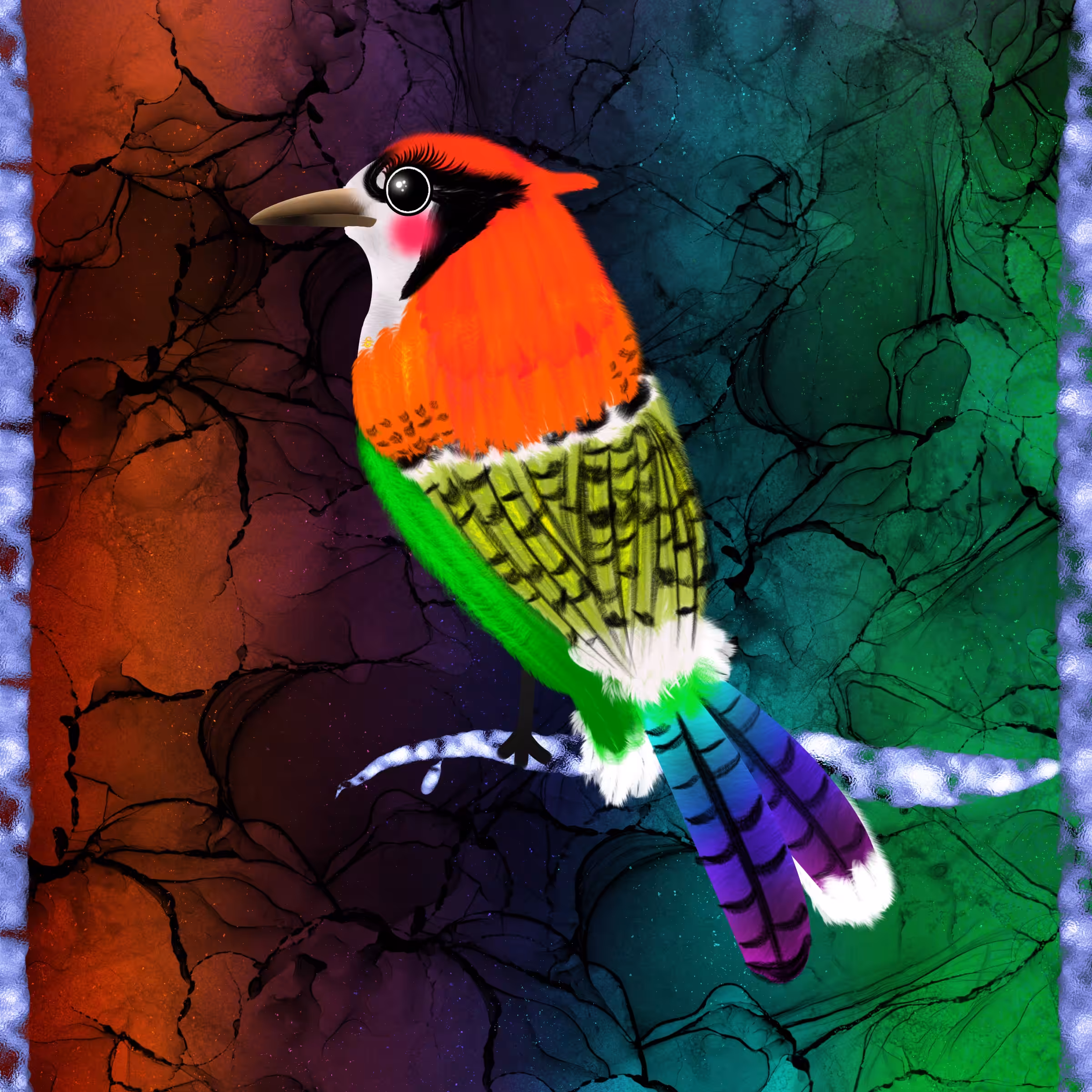 (9. JEWEL FEATHER) The Rainbow Jay Bird Lapis Lazuli