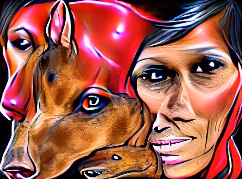 Woman and her Beloved and Loyal Red Doberman Pinscher