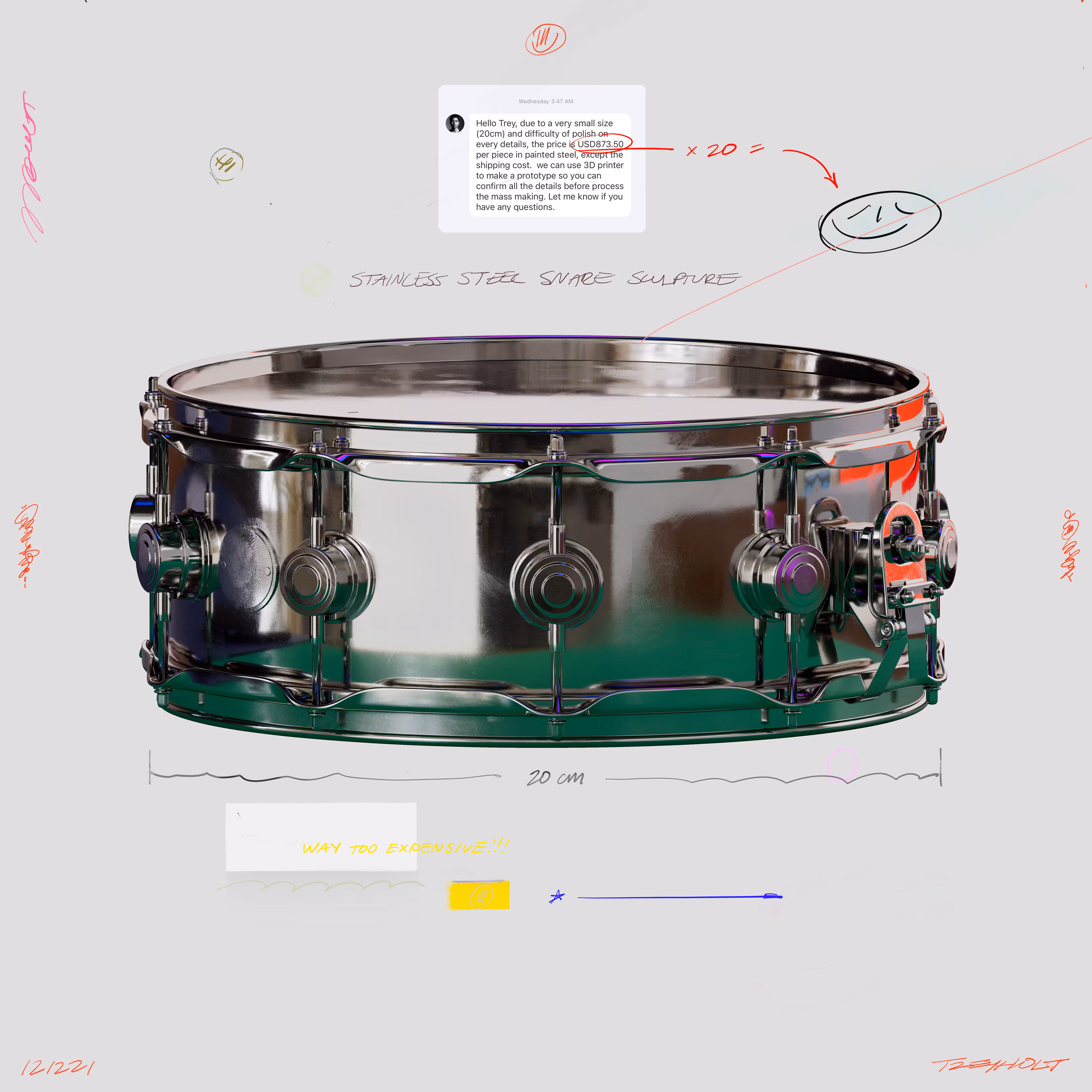 Stainless Steel Snare Sculpture
