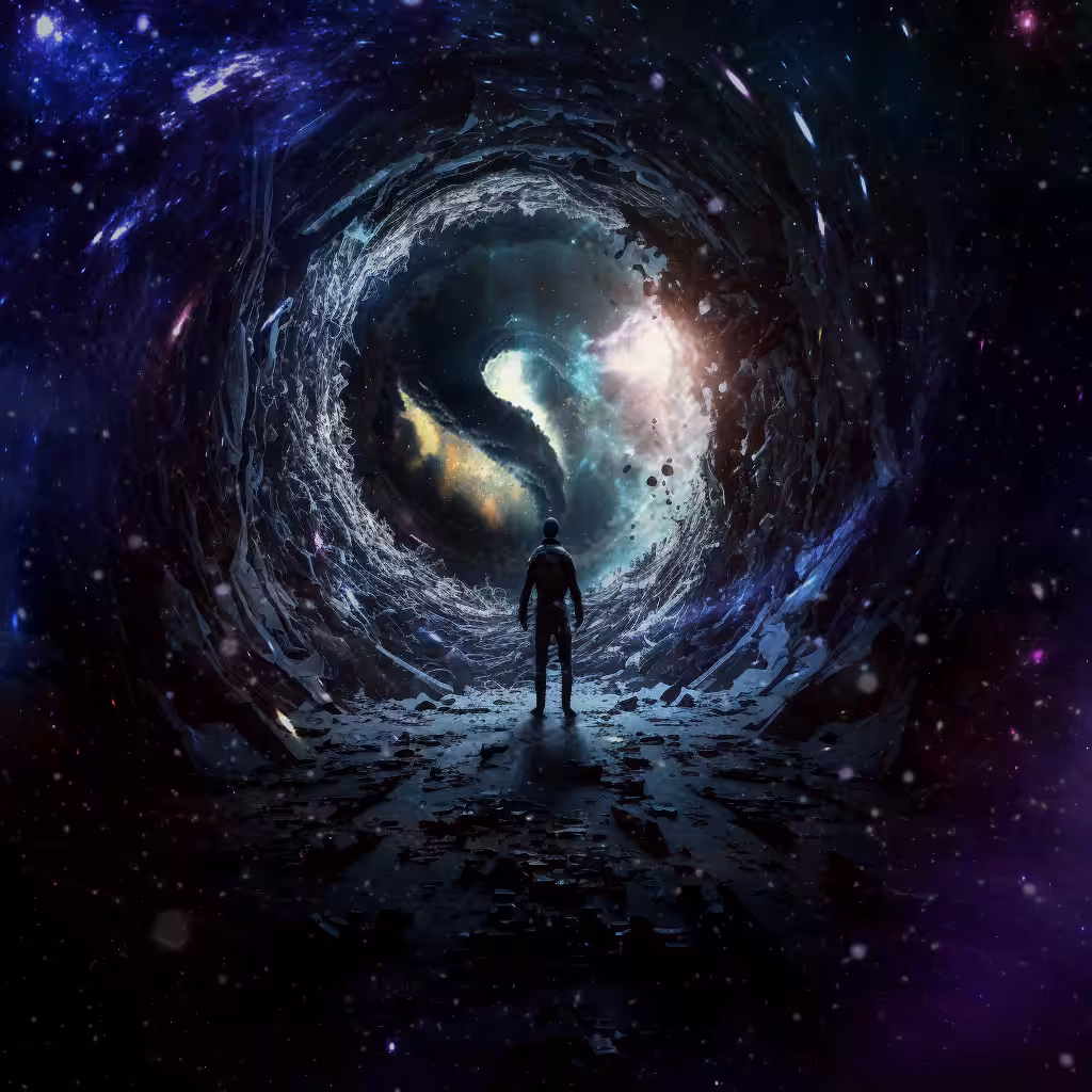 Lonely man in space yearning for a sense of connection