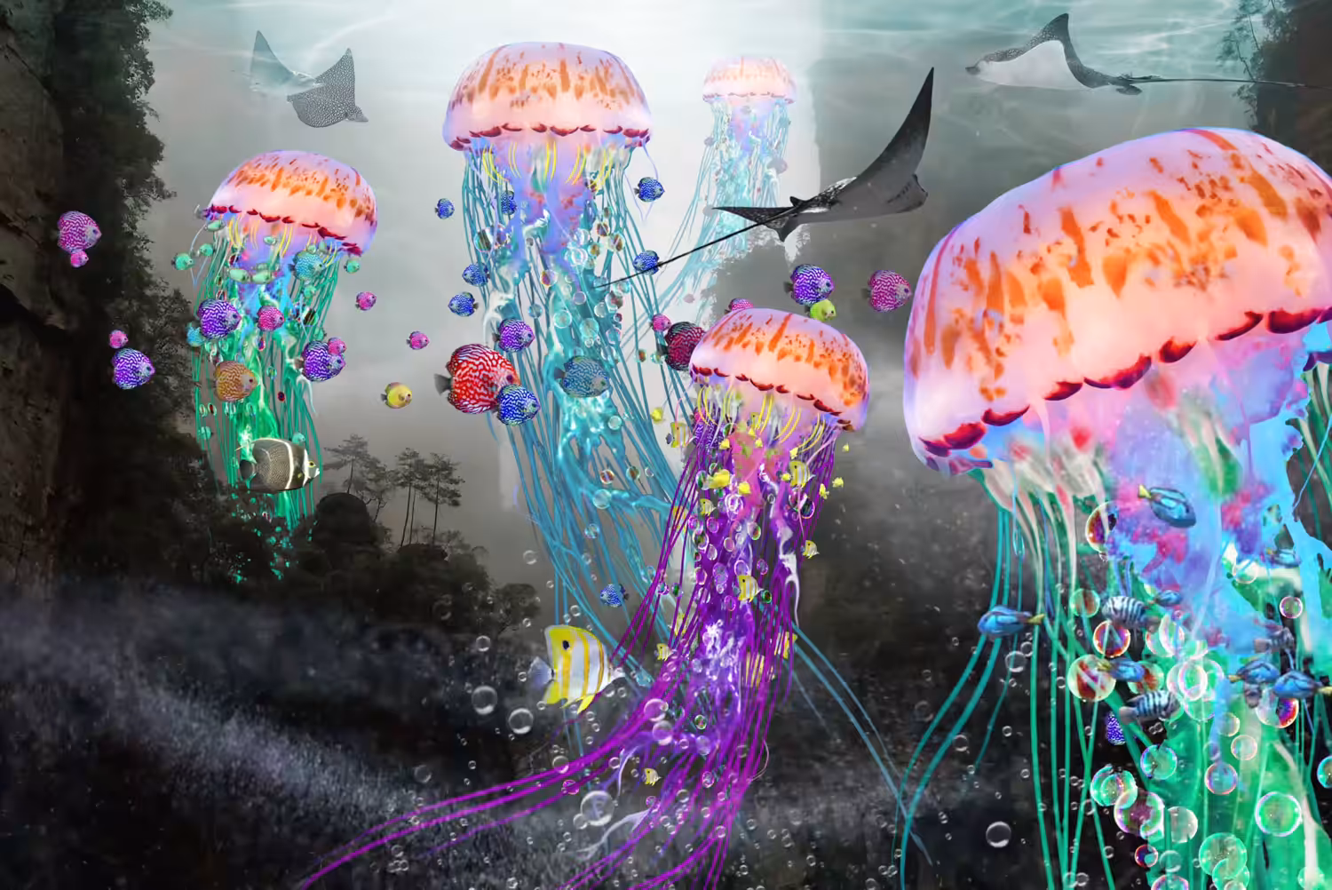 Misty Mountain of Giant Electric Jellyfish