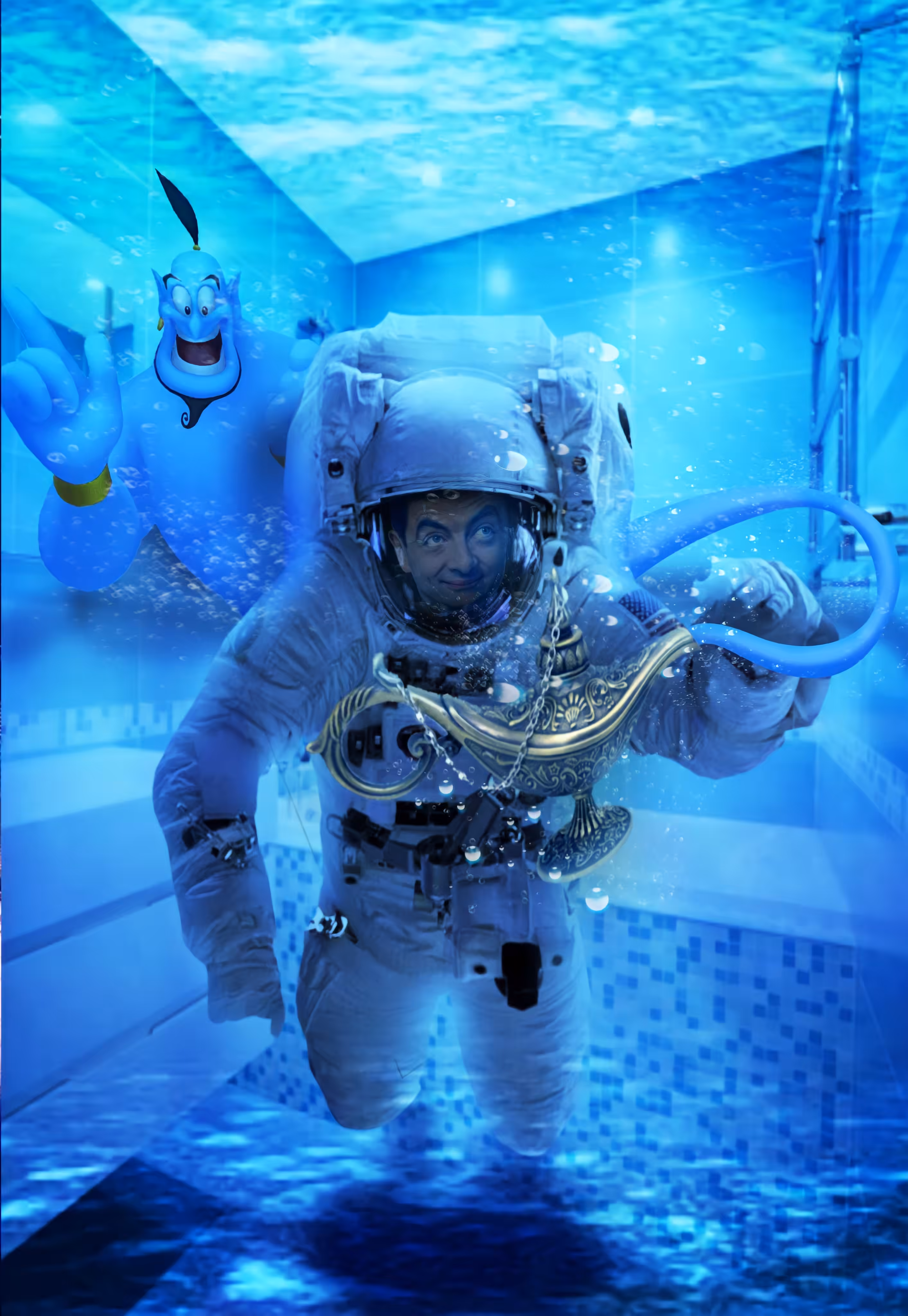 alien in bathroom and genie lamp