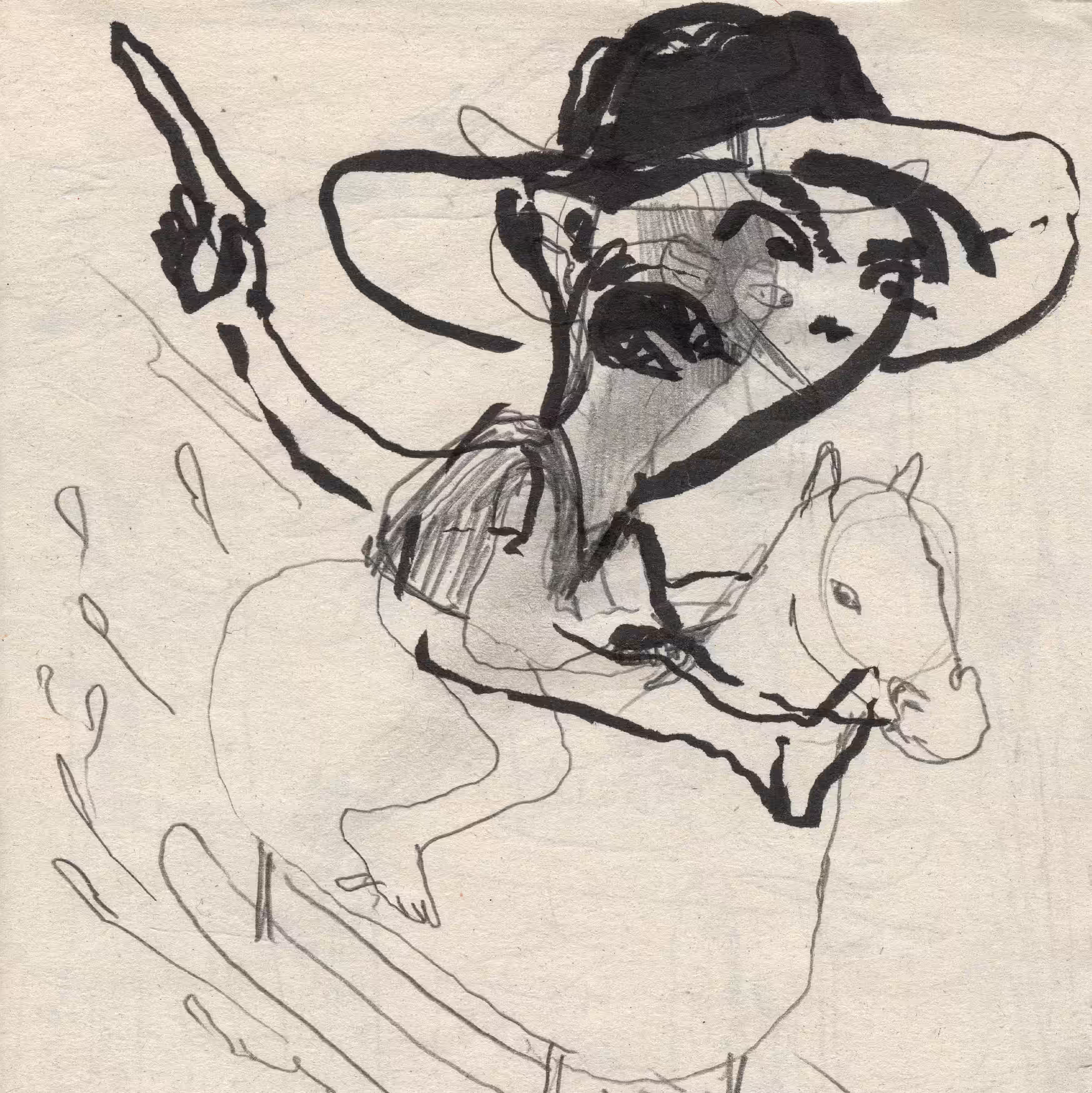 cowboy on a horse-sled