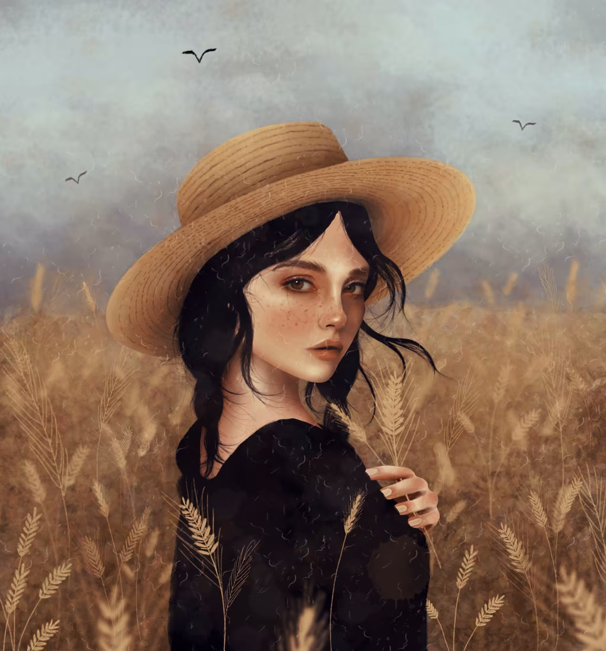 Lunar Beauty: Shadows Woven in Wheat