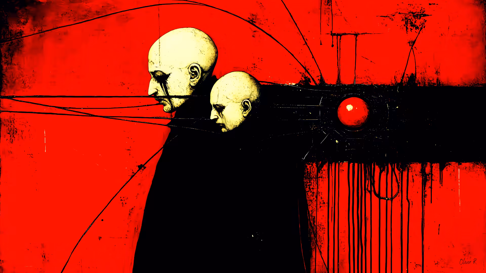 "Father and Son " signed by "Oliver R"