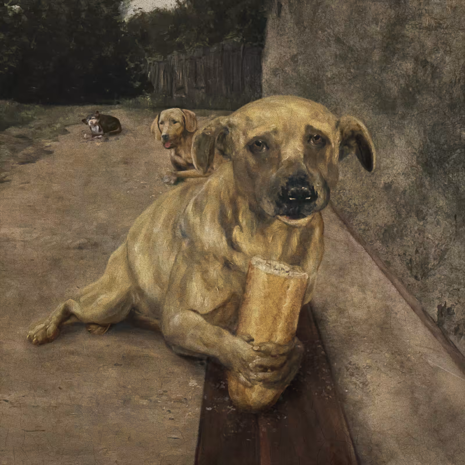 poor dog eating bread