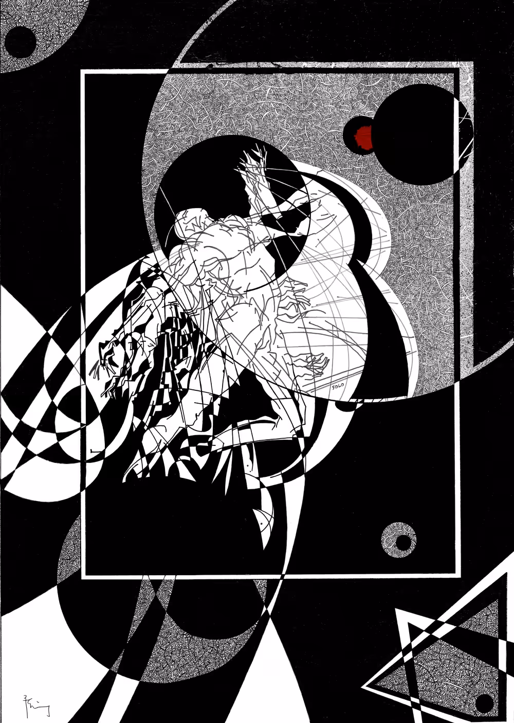 Icarus, the fall - B/W