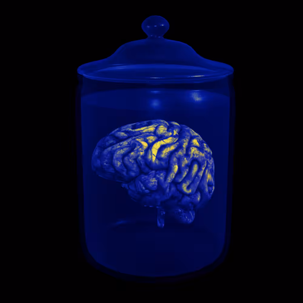 Blue & Yellow Brain In Jar