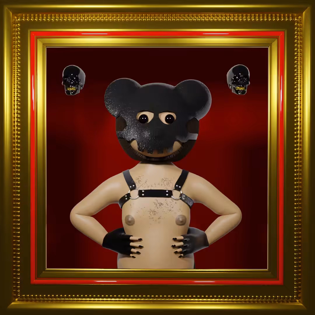 Portrait of Master Bear with black skulls 