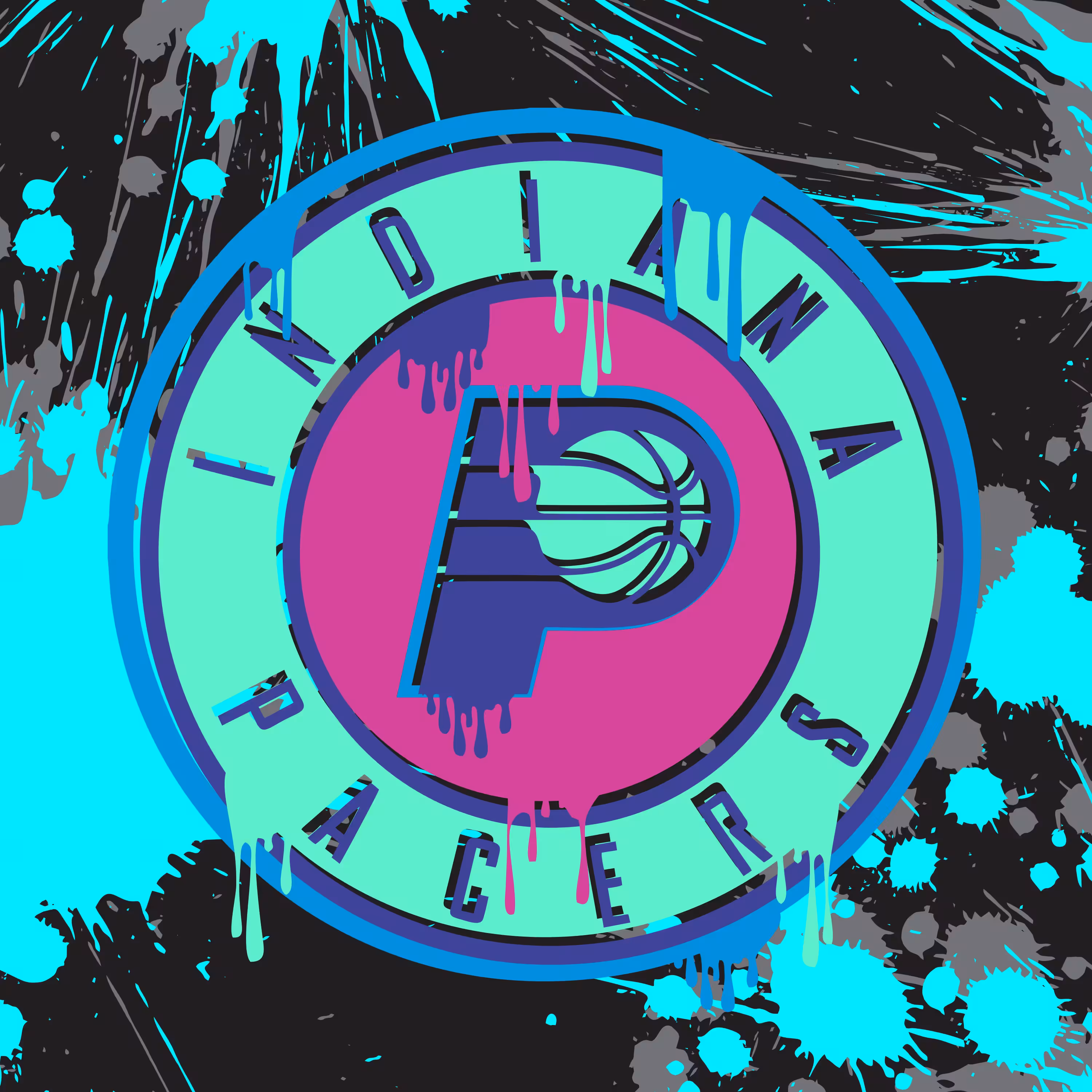 Indiana Pacers Logo Graffiti - Night