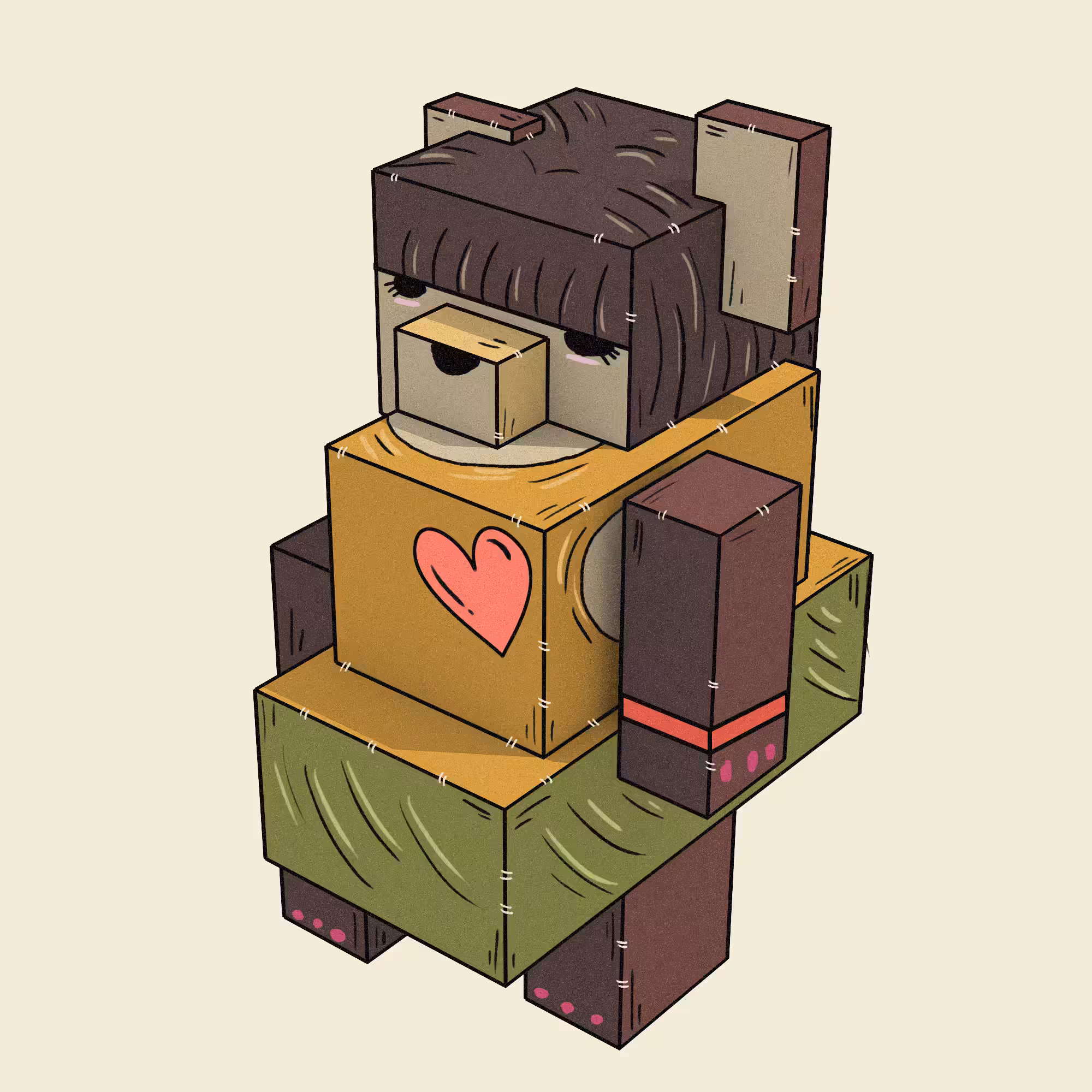 BOX06: ORDINARY LADY BEAR WITH HEART T-SHIRT