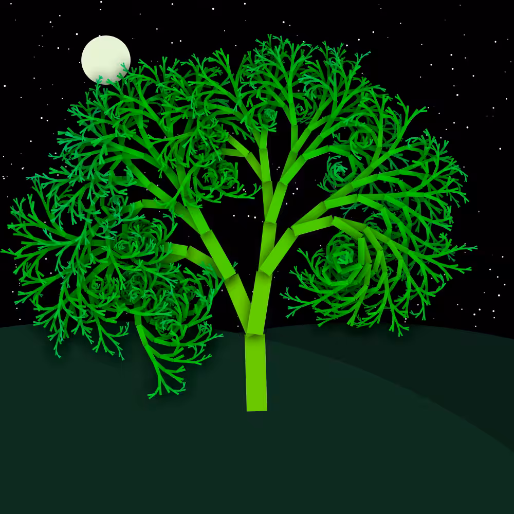 Moonlit Trees of Iterative Fractal Chaos #49