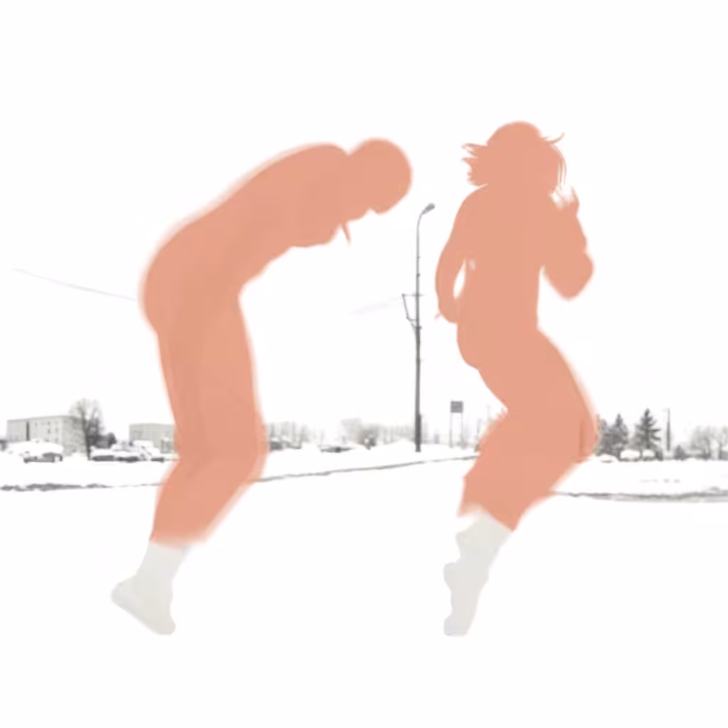 Vi dos  figuras flotando en la nieve 