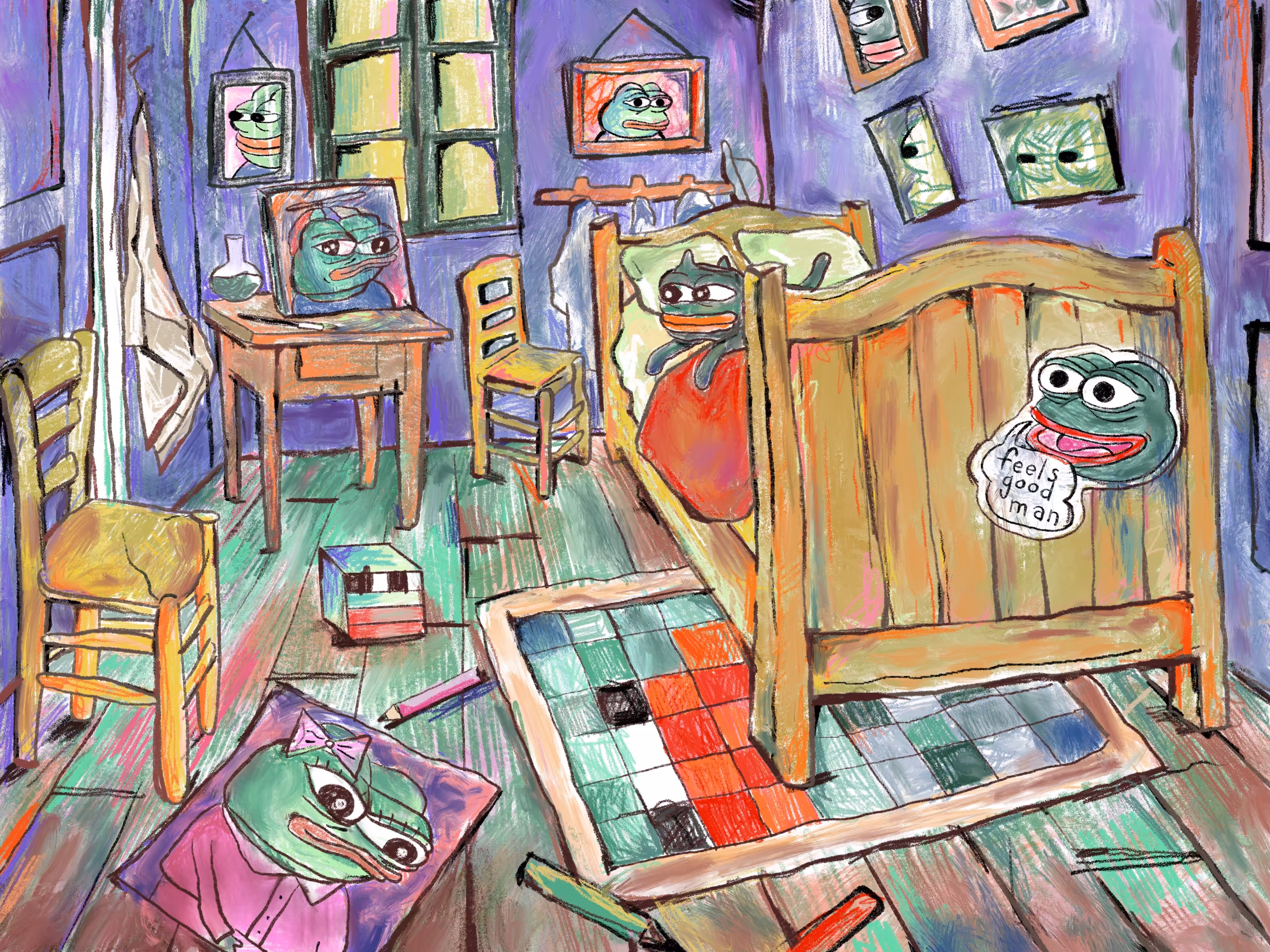 Bedroom in art pepe
