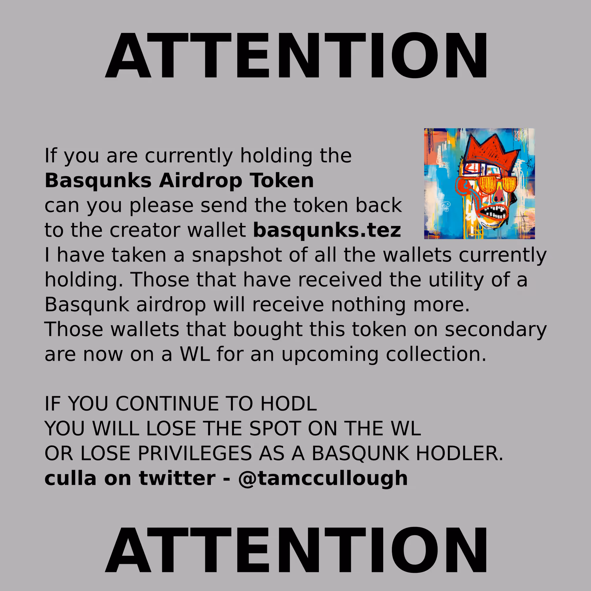Attention BASQUNK HODLers