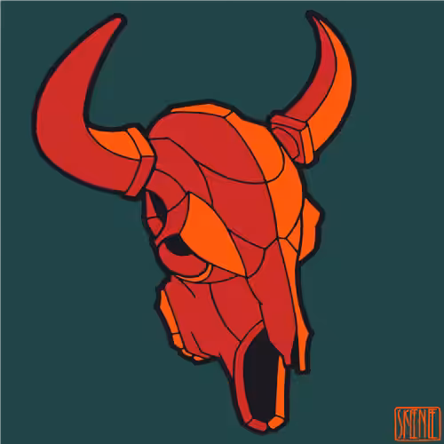 💀57 | MINIMALIST BUFFALO SKULL | Red