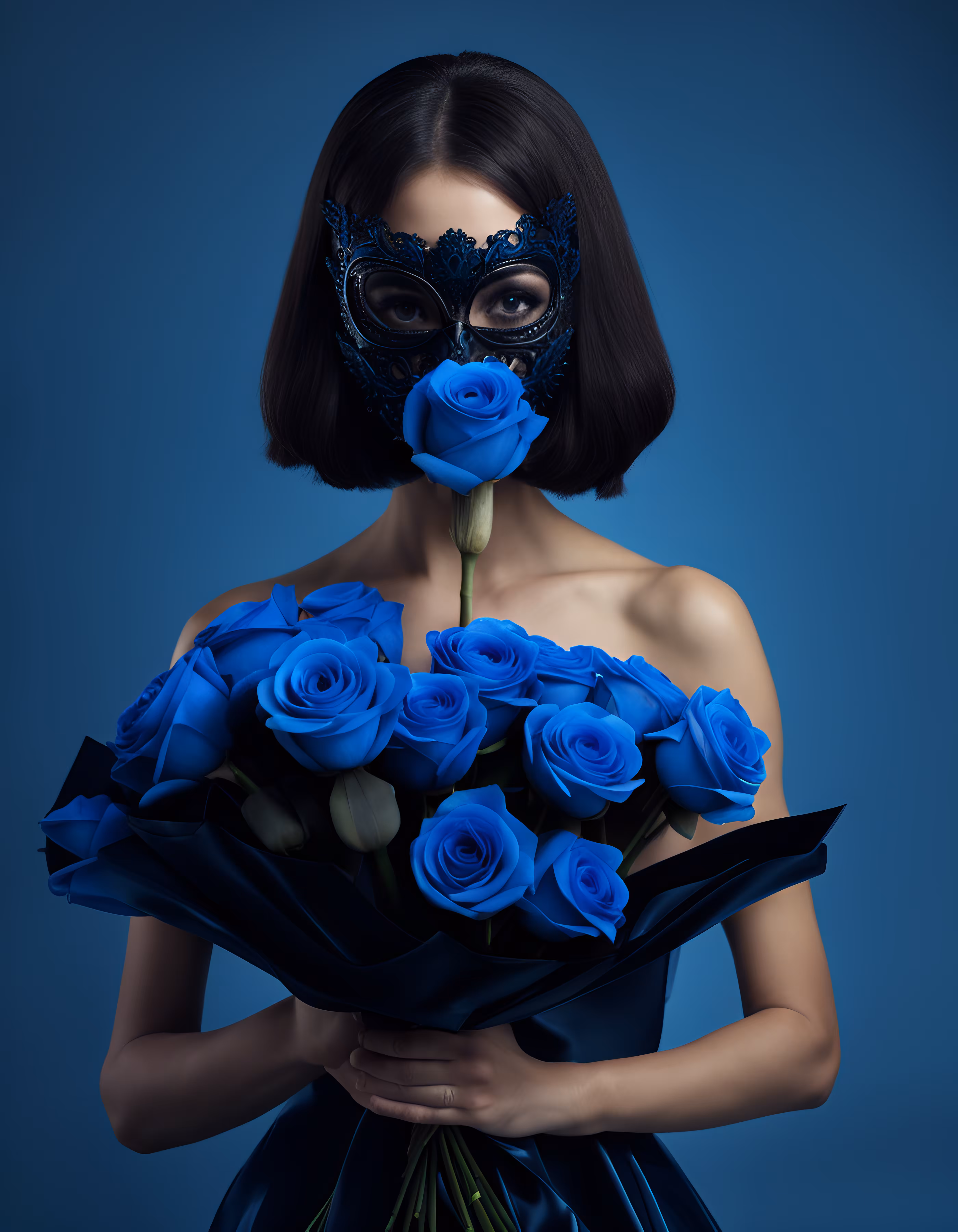Veiled Beauty: The Girl with the Masked Roses