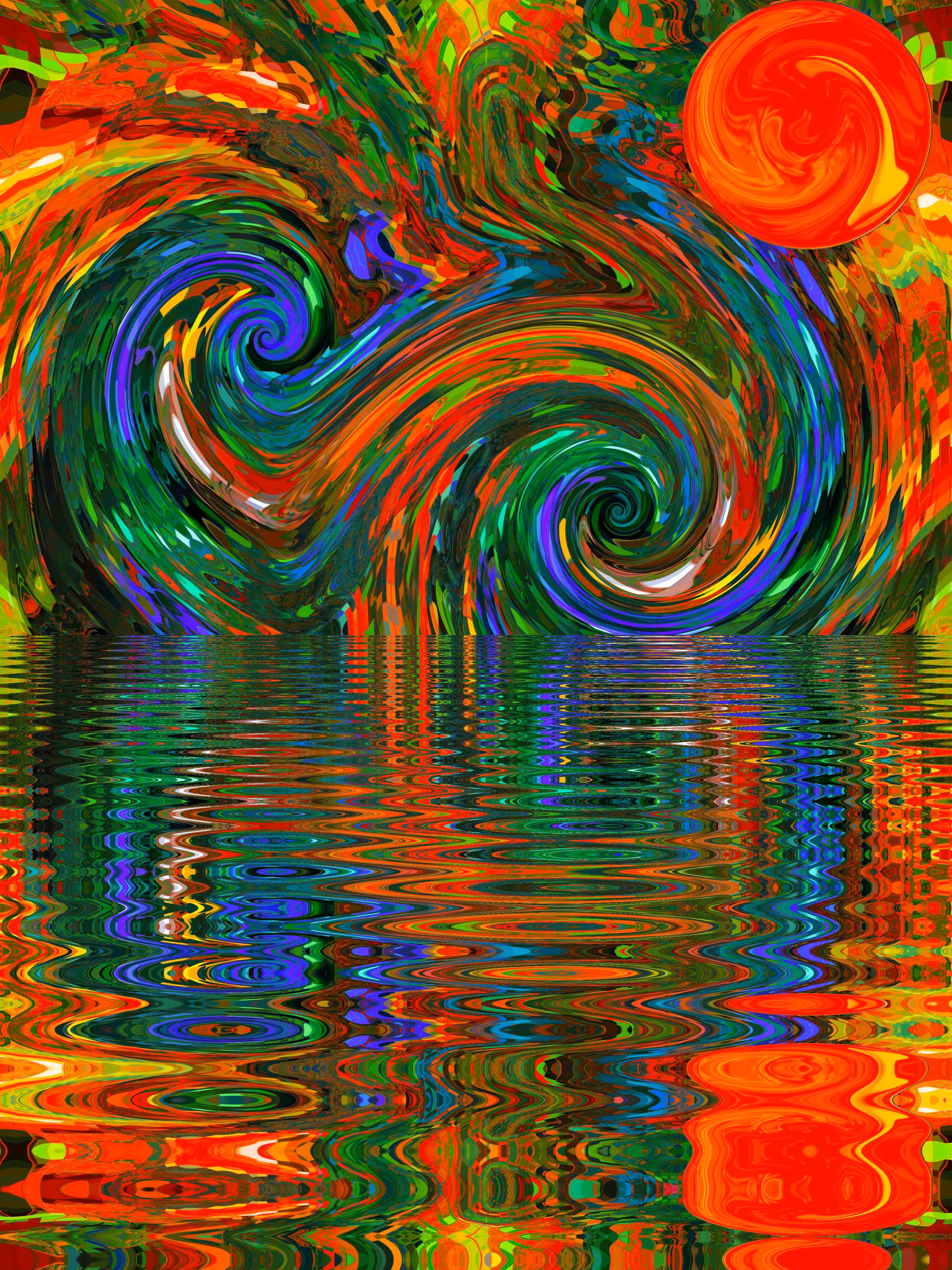 Twin waves Red sun