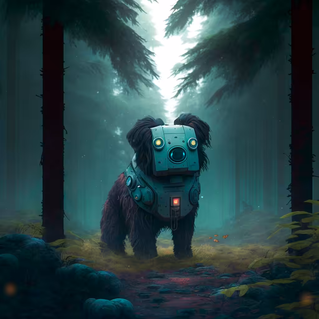 Cyborg Pup in the Woods