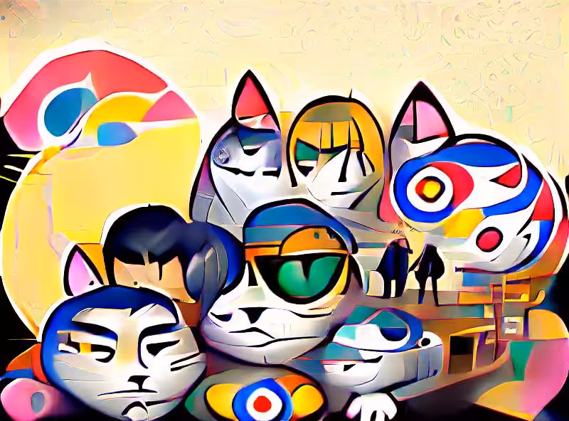 Abraham's First Works: Cool Cats NFT in the style of Murakami